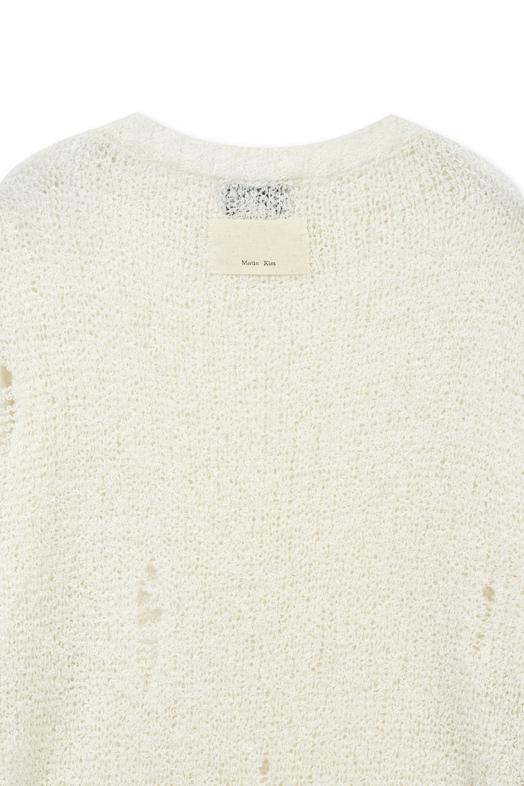 Matin Kim - Asymmetric Damaged Knit Pullover (Ivory) product image 4 | TRAB K-Fashion Australia