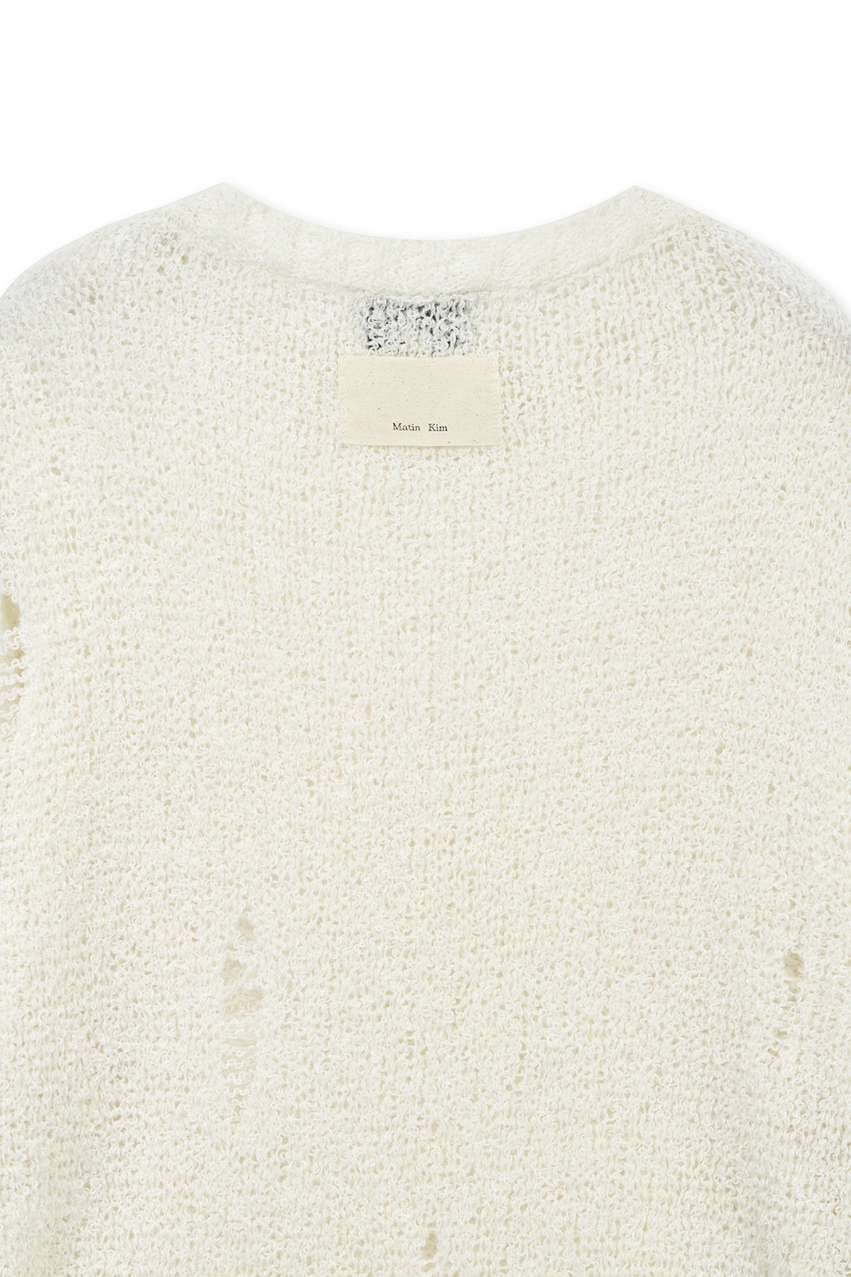 Matin Kim - Asymmetric Damaged Knit Pullover (Ivory) product image 4 | TRAB K-Fashion Australia