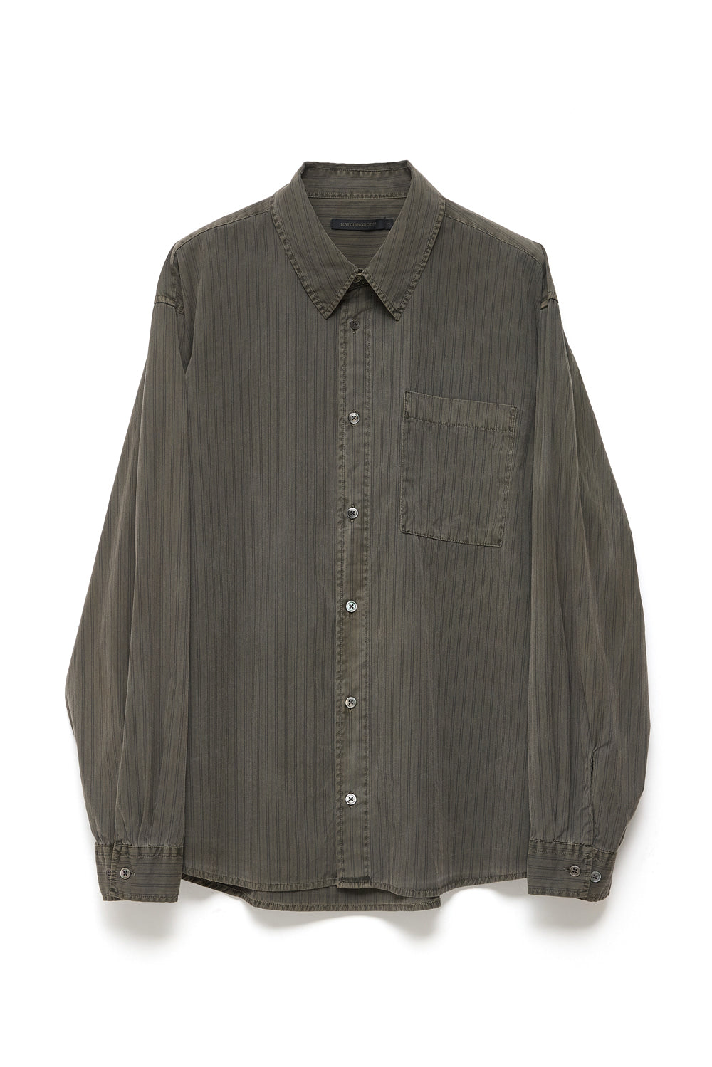 Hatchingroom - Museum Shirt Stripe (Dyed Khaki Grey) product image 1 | TRAB K-Fashion Australia