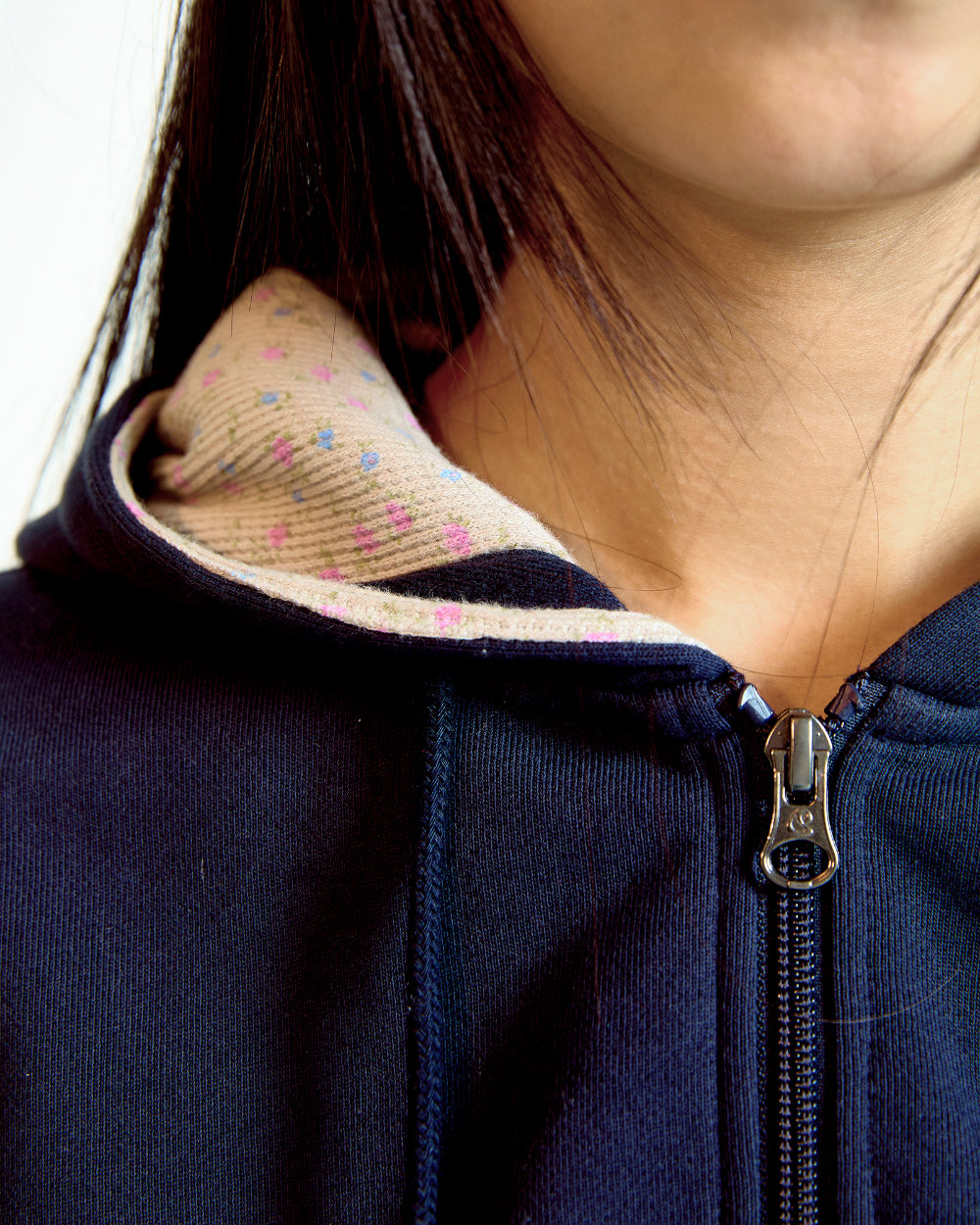 Coyseio - Flower Point Zip-Up Hoodie (Navy) product image 7 | TRAB K-Fashion Australia