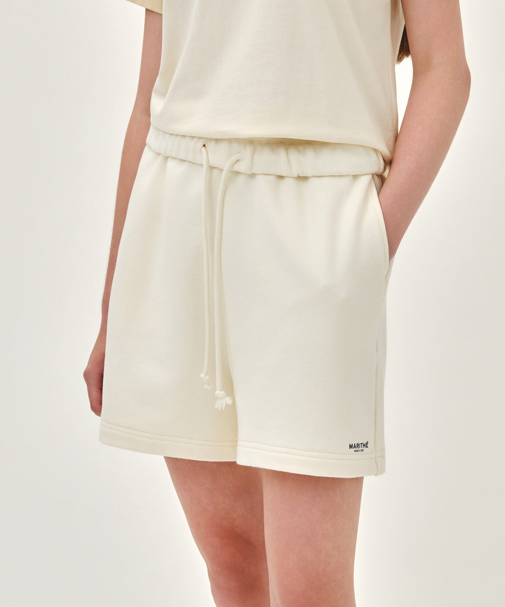 Marithe & Francois Girbaud - Regular Logo Sweat Shorts (Ivory) product image 2 | TRAB K-Fashion Australia