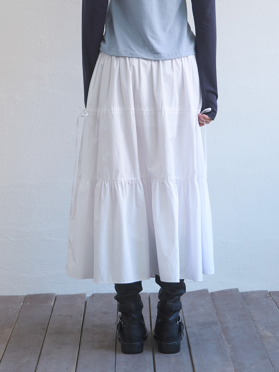 Kijun - Shirring Full Skirt (White) product image 2 | TRAB K-Fashion Australia
