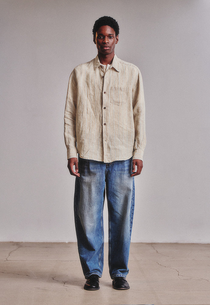 Art if acts - Linen Stripe Pocket Shirt (Beige) product image 3 | TRAB K-Fashion Australia