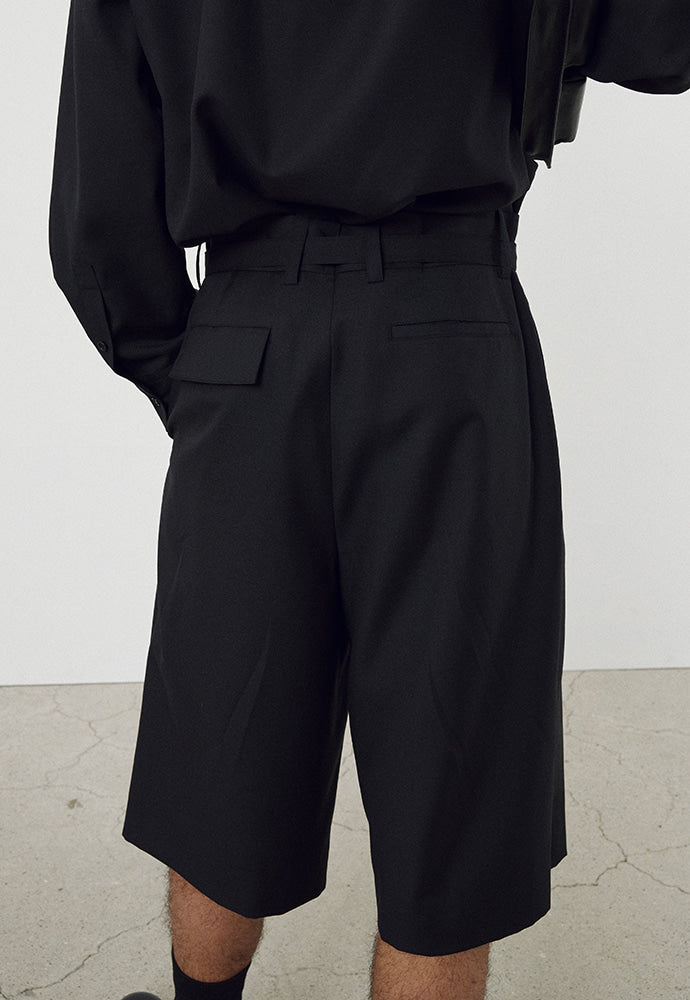 Tonywack - Wool Twill Belted Pleats Shorts (Black) product image 5 | TRAB K-Fashion Australia