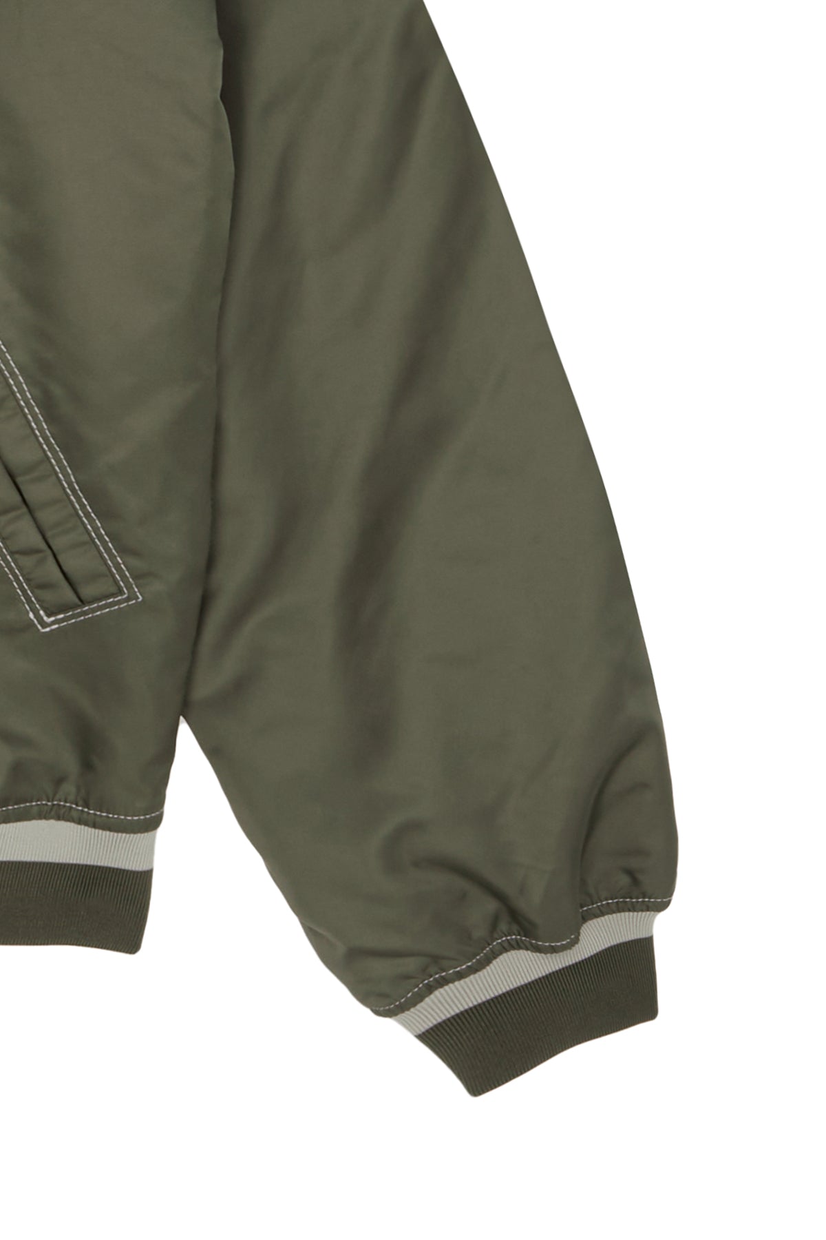 Matin Kim - Raglan Stitch Varsity Jumper (Khaki) product image 4 | TRAB K-Fashion Australia