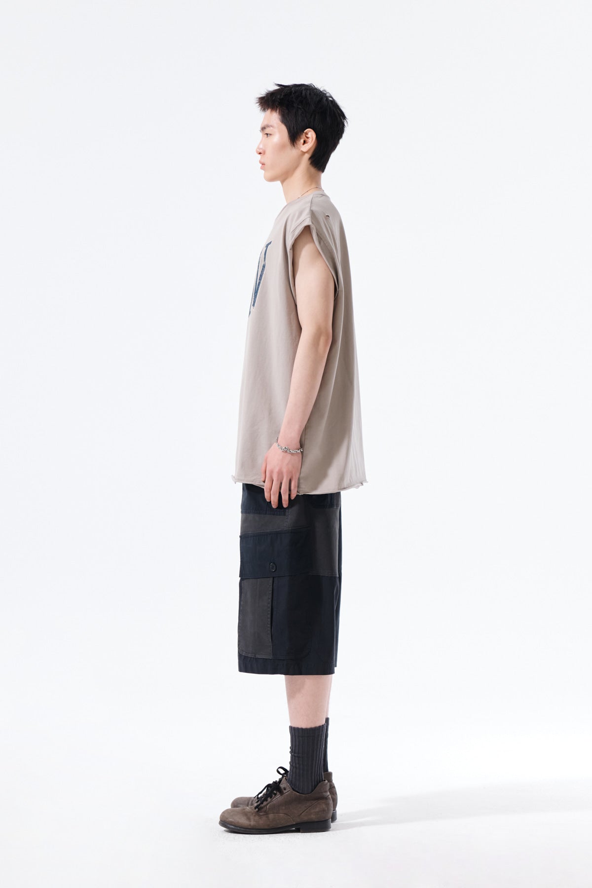 Matin Kim - Raw Edge Cut Out Sleeveless Top (Beige) product image 6 | TRAB K-Fashion Australia