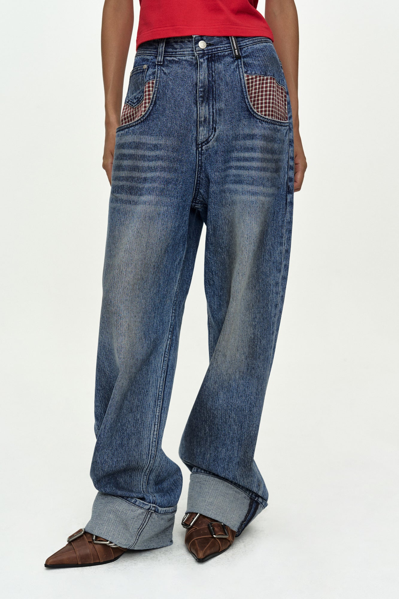 Andersson Bell - Oil Washed Rolled Up Jeans (Blue) product image 4 | TRAB K-Fashion Australia