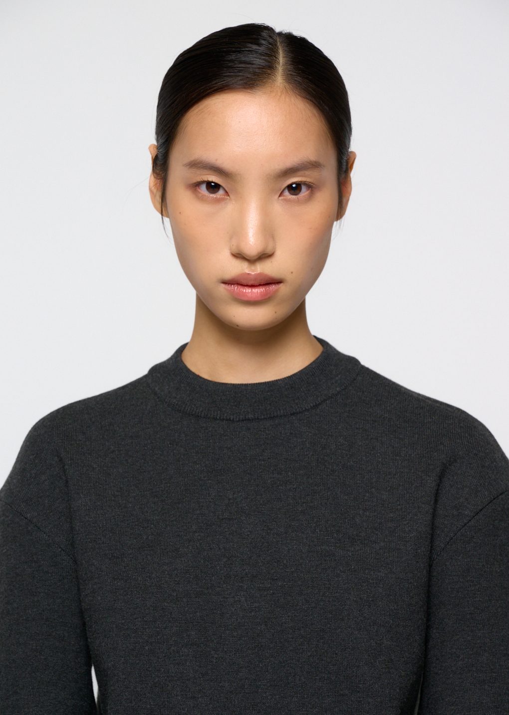 Amomento - Rounded half knit top (Charcoal) product image 5 | TRAB K-Fashion Australia