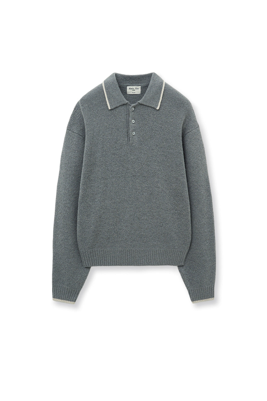 Matin Kim - Back Logo Collar Knit Top (Grey) product image 2 | TRAB K-Fashion Australia