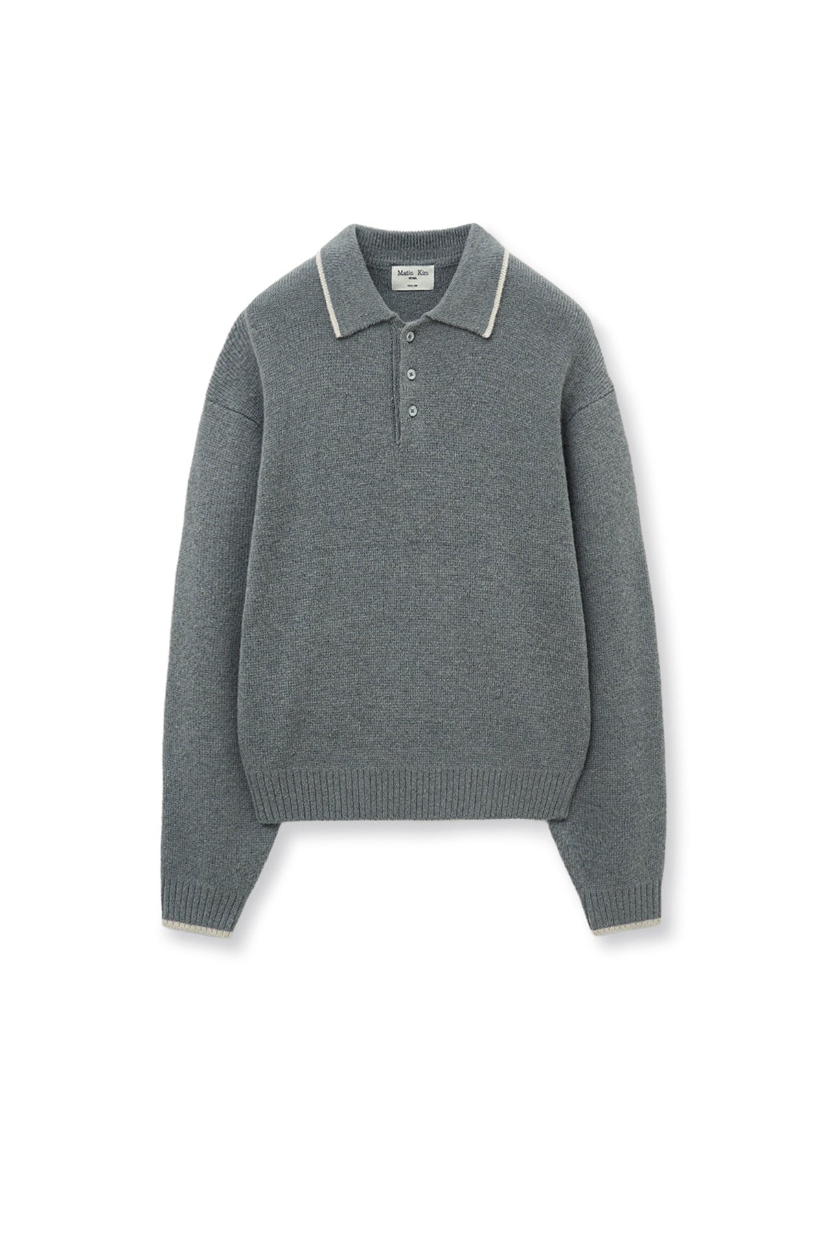 Matin Kim - Back Logo Collar Knit Top (Grey) product image 2 | TRAB K-Fashion Australia