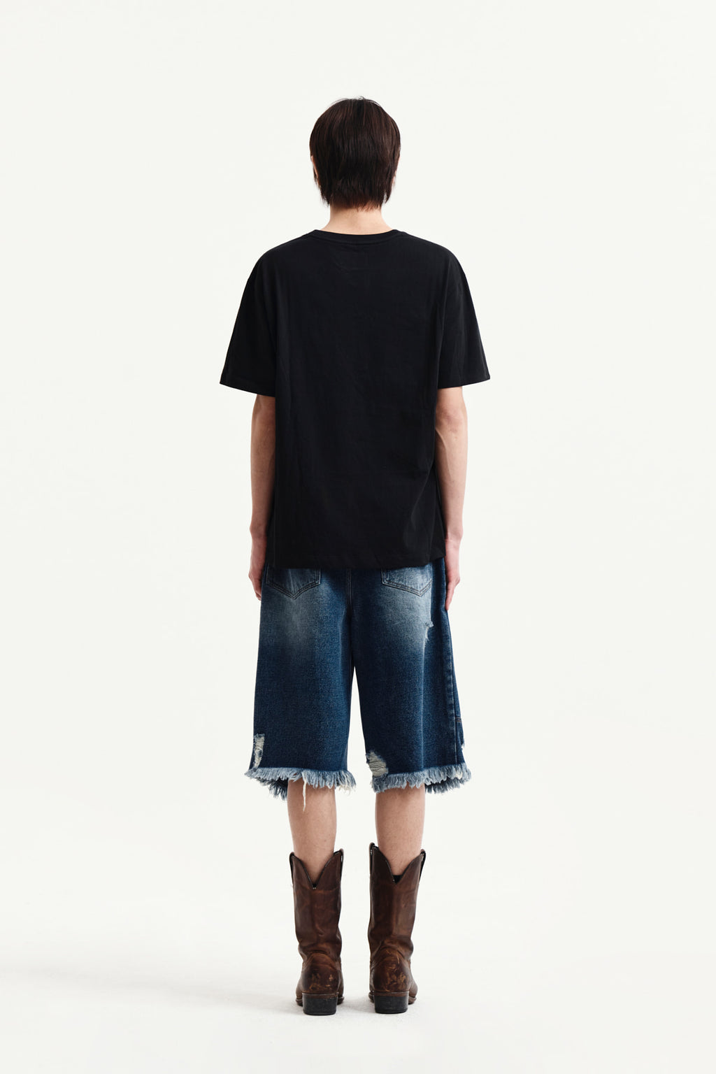 Matin Kim - Destroyed Bermuda Denim Pants (Navy) product image 7 | TRAB K-Fashion Australia