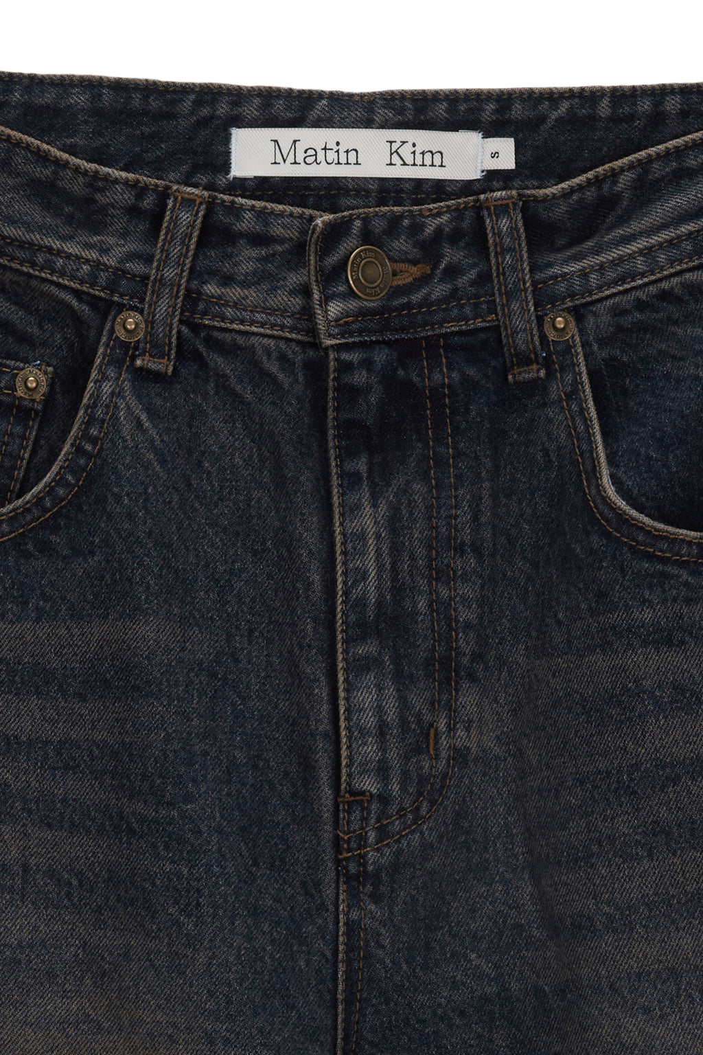 Matin Kim - Foil Detail Denim Baggy Pants (Navy) product image 3 | TRAB K-Fashion Australia