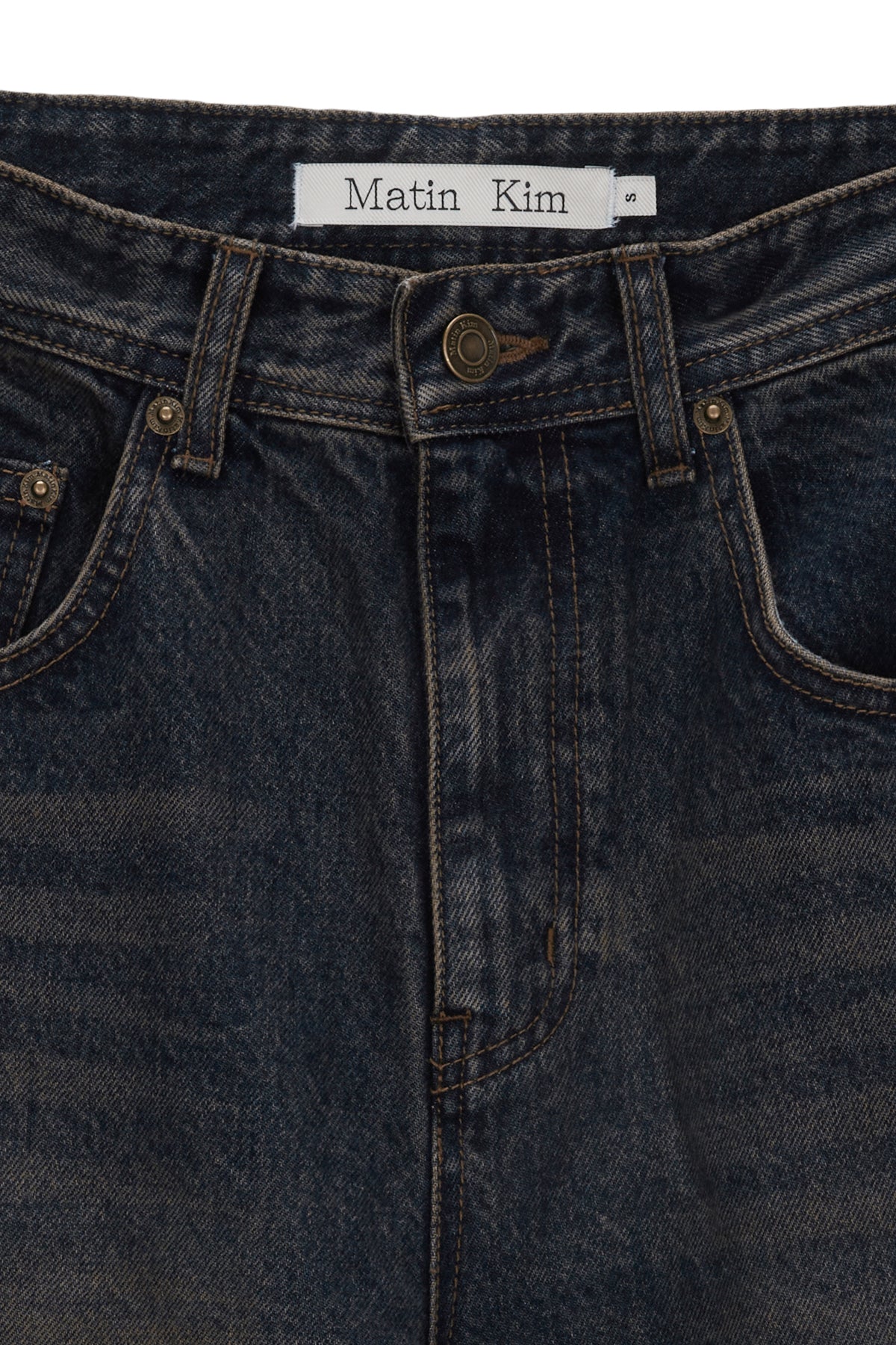 Matin Kim - Foil Detail Denim Baggy Pants (Navy) product image 3 | TRAB K-Fashion Australia