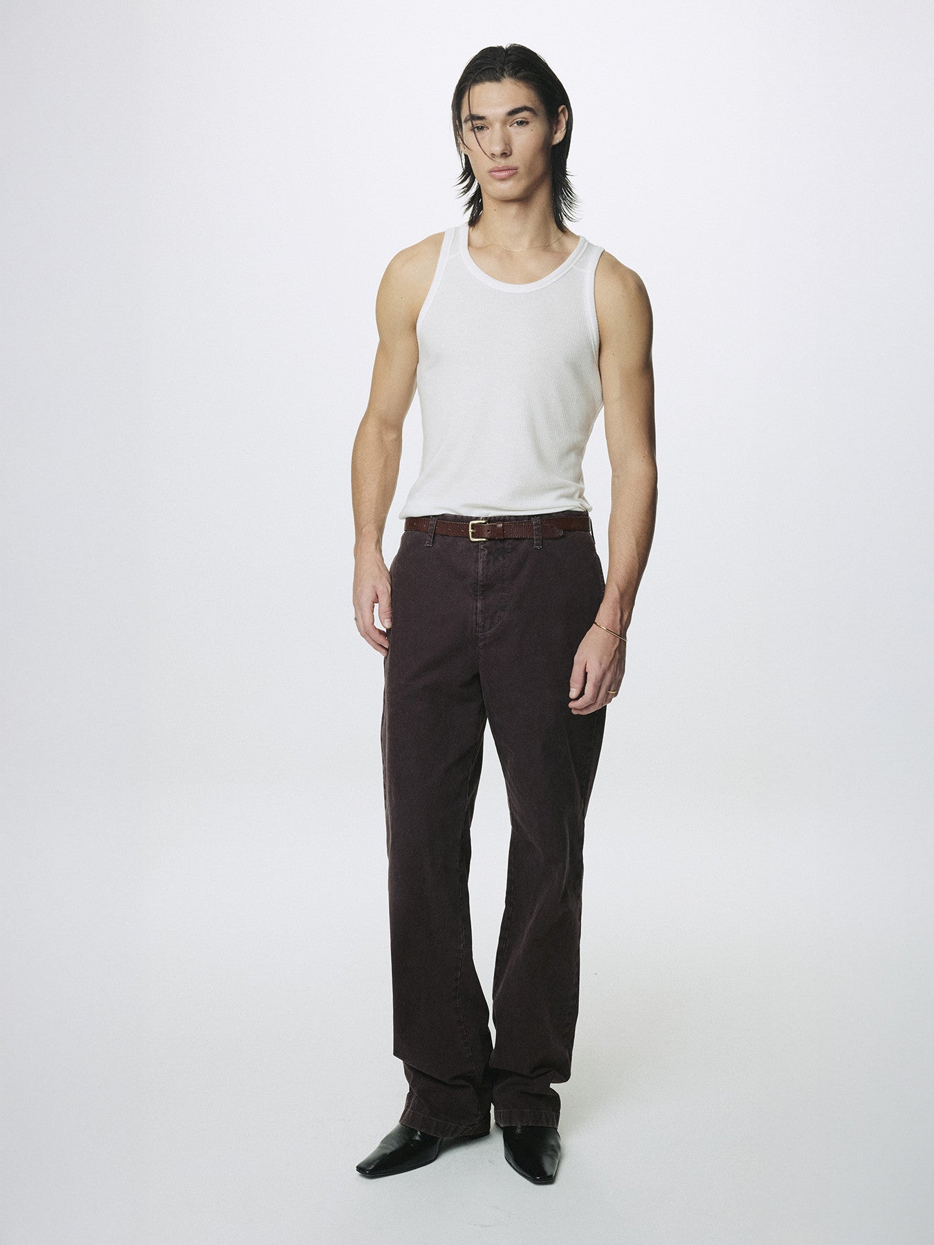 Tonywack - Garment Dyed Cotton Straight Pants (Faded Burgundy) product image 2 | TRAB K-Fashion Australia
