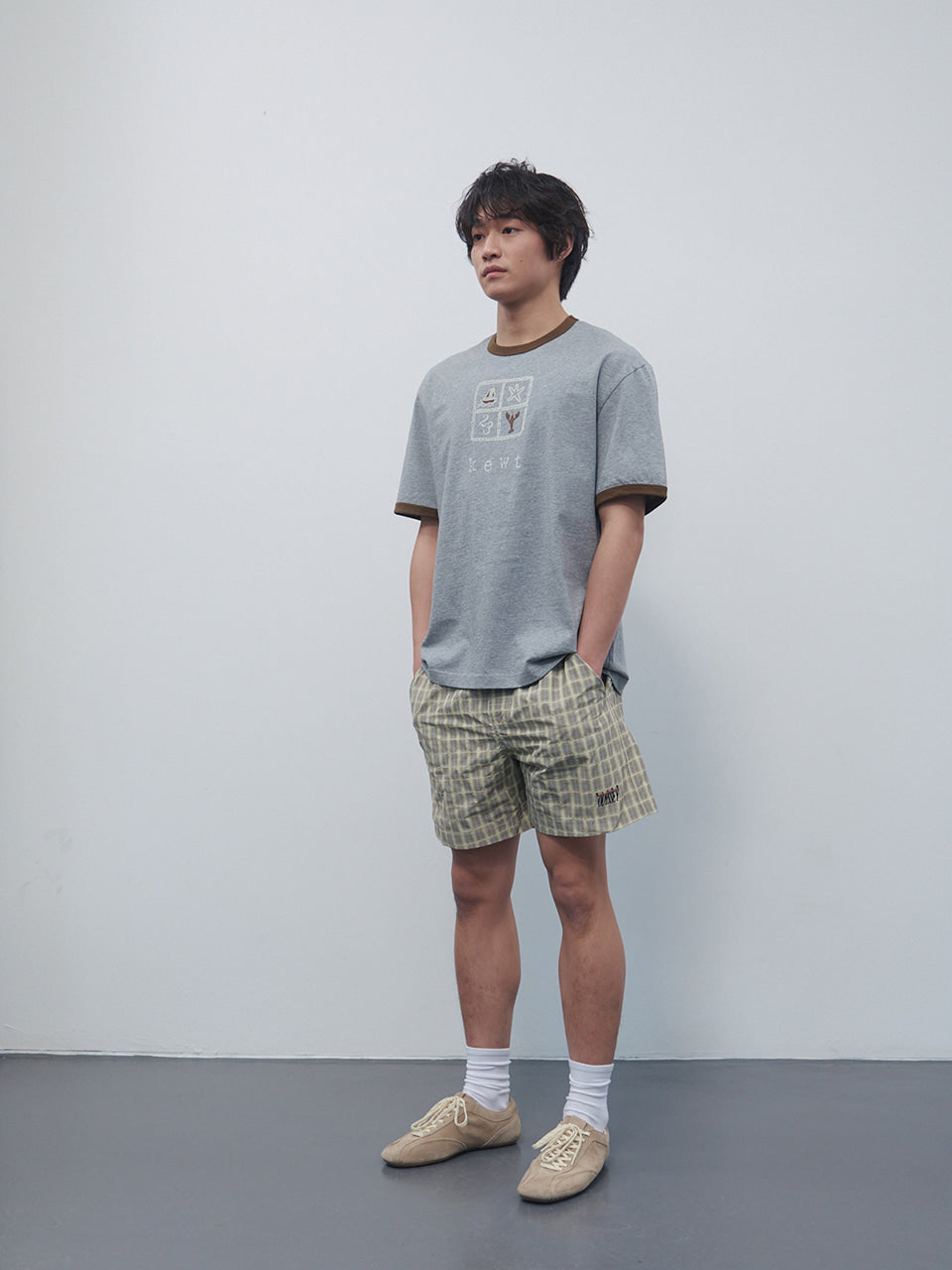 Kijun - Check Shorts (Beige) product image 4 | TRAB K-Fashion Australia