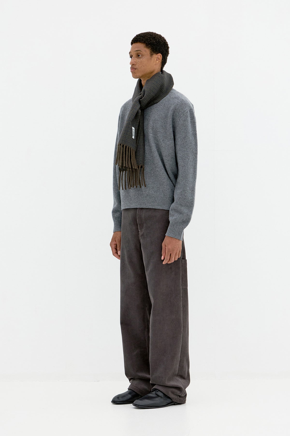 Coor - Merino Wool Gunclub Check Muffler (Khaki Brown) product image 3 | TRAB K-Fashion Australia