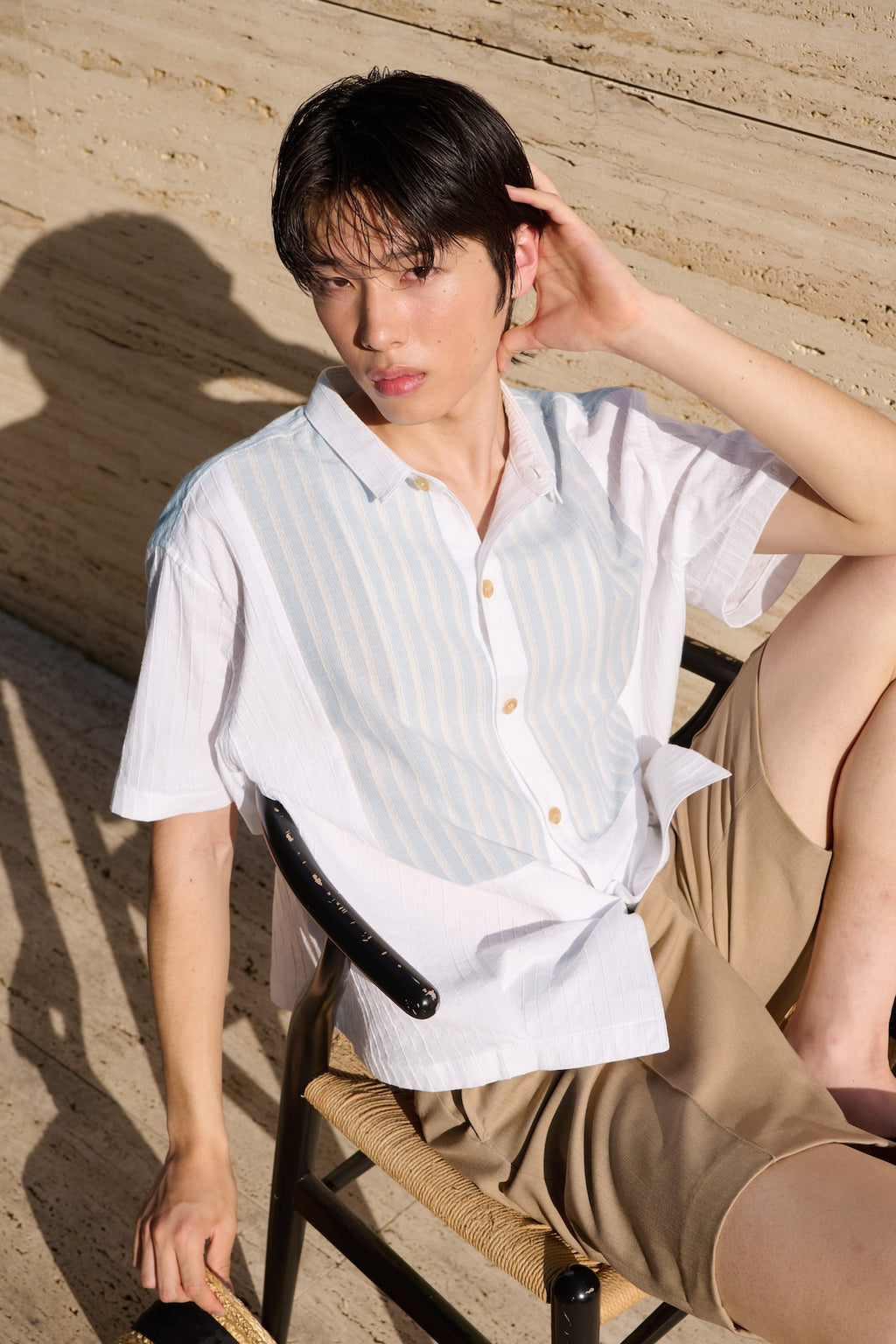STU - Stripe Panel Shirt (White) product image 16 | TRAB K-Fashion Australia