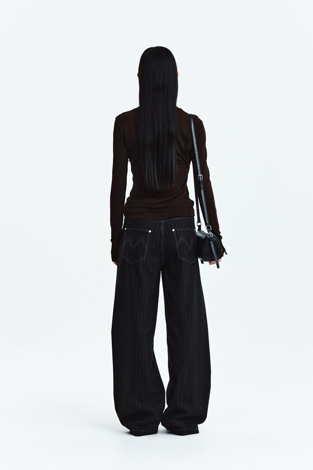 Matin Kim - Denim Like Stripe Wide Pants (Charcoal) product image 7 | TRAB K-Fashion Australia
