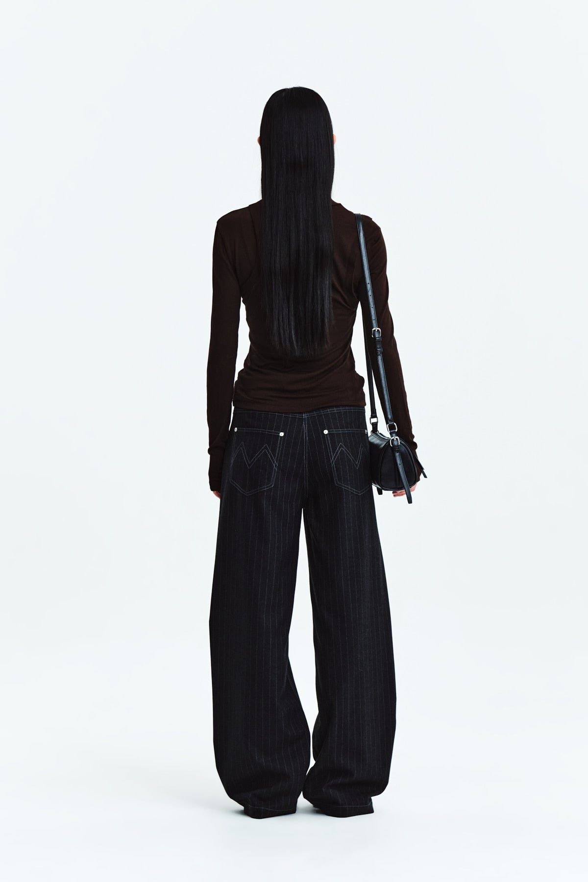 Matin Kim - Denim Like Stripe Wide Pants (Charcoal) product image 7 | TRAB K-Fashion Australia