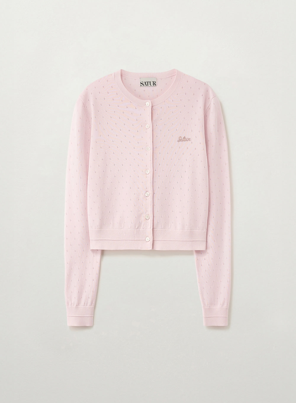 Satur - (W) Pointel Crewneck Cardigan (Light Pink) product image 1 | TRAB K-Fashion Australia