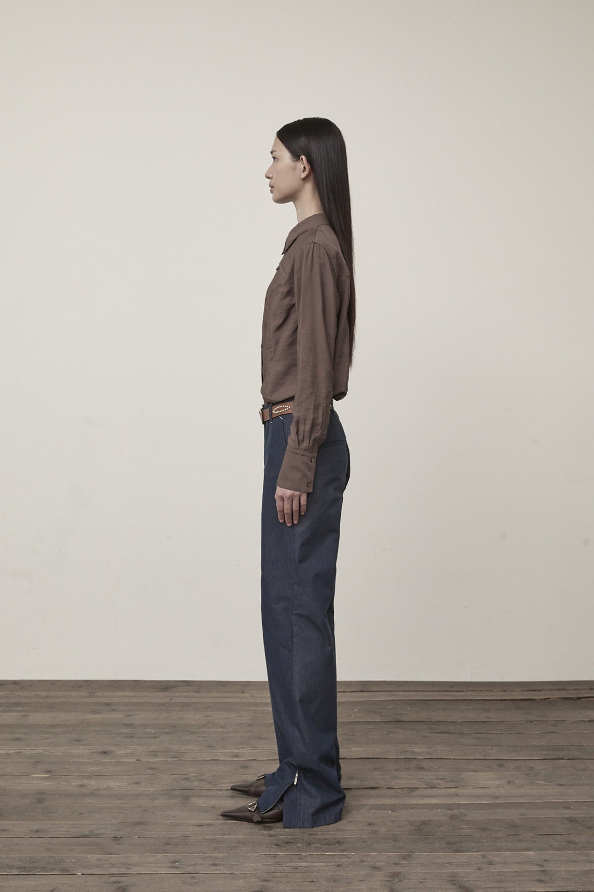 Matin Kim - Back Tuck Detail Denim Like Pants (Navy) product image 6 | TRAB K-Fashion Australia