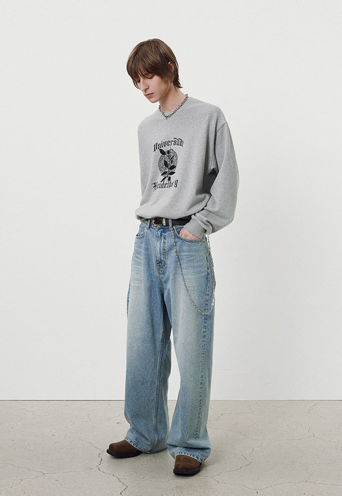 Tonywack - Embroidery Overlap College Sweatshirt (Heather Grey) product image 3 | TRAB K-Fashion Australia