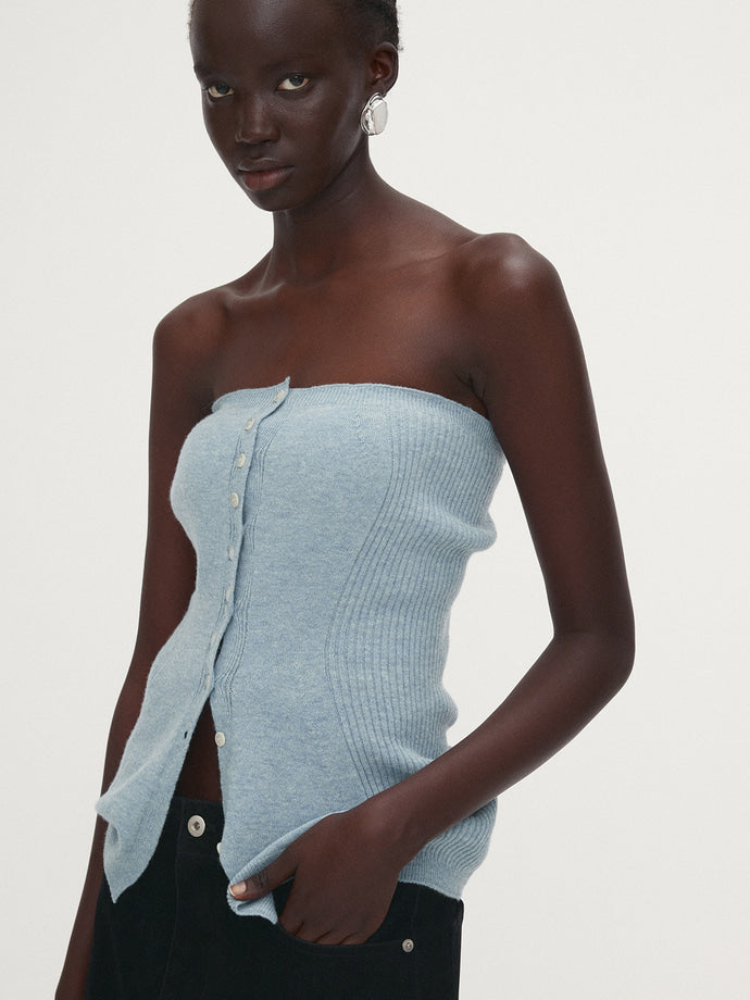 Tonywack - Merino Wool Knitted Bustier (Sky Blue) product image 3 | TRAB K-Fashion Australia