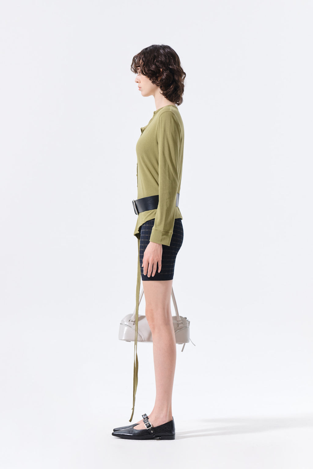 Matin Kim - Asymmetric Button Closure Top (Olive) product image 7 | TRAB K-Fashion Australia