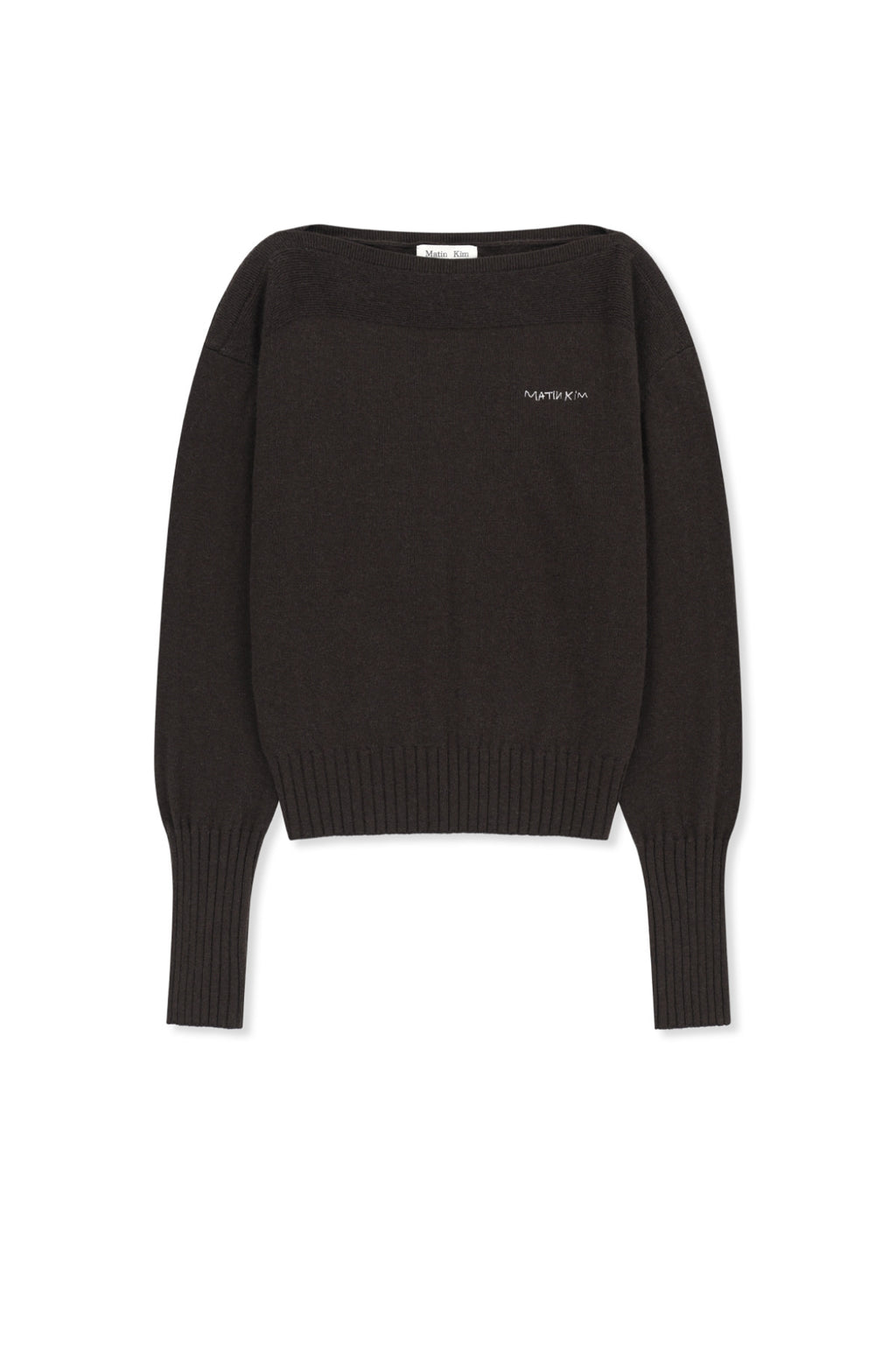 Matin Kim - Boat Neck Volume Sleeve Knit Pullover (Brown) product image 1 | TRAB K-Fashion Australia