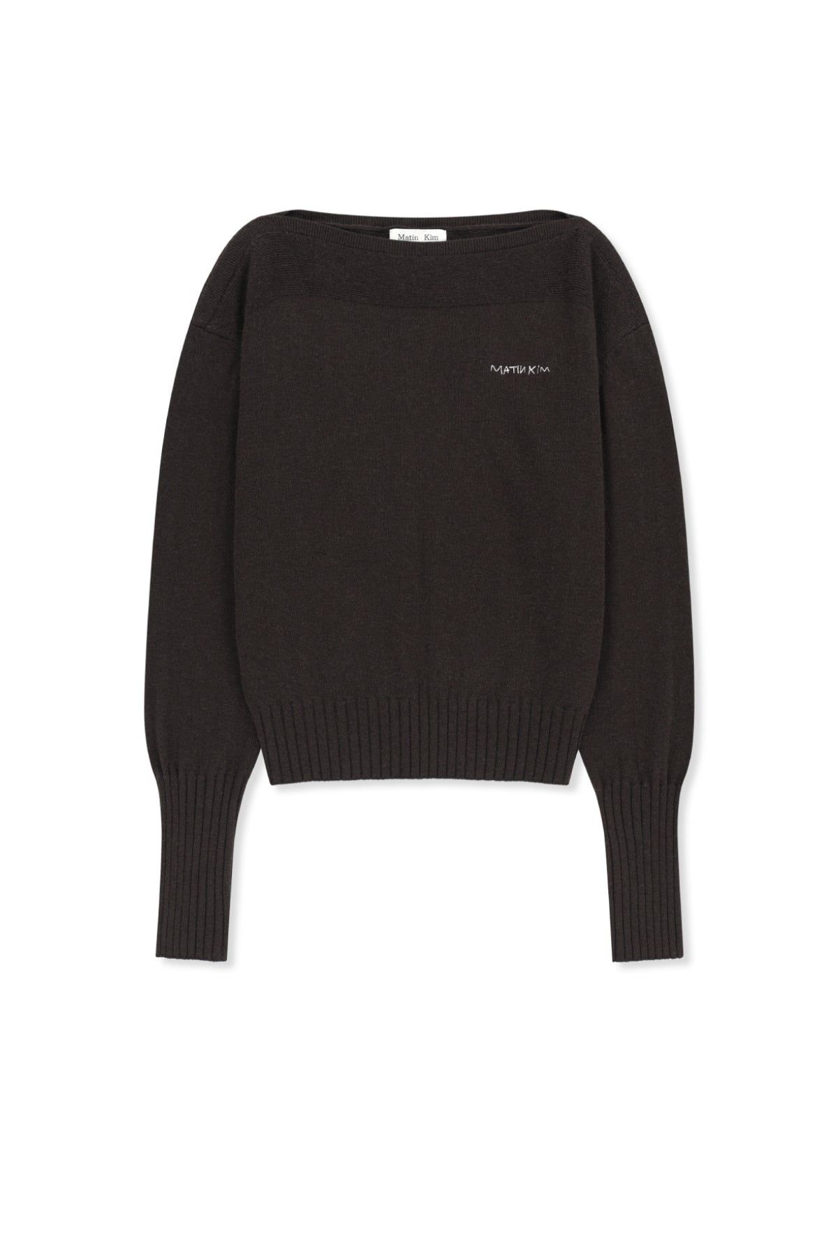 Matin Kim - Boat Neck Volume Sleeve Knit Pullover (Brown) product image 1 | TRAB K-Fashion Australia