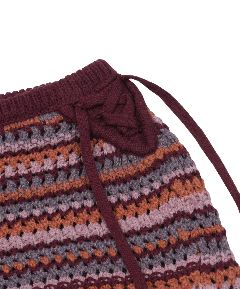 Coyseio - Striped Crochet Knit Shorts (Wine) product image 13 | TRAB K-Fashion Australia