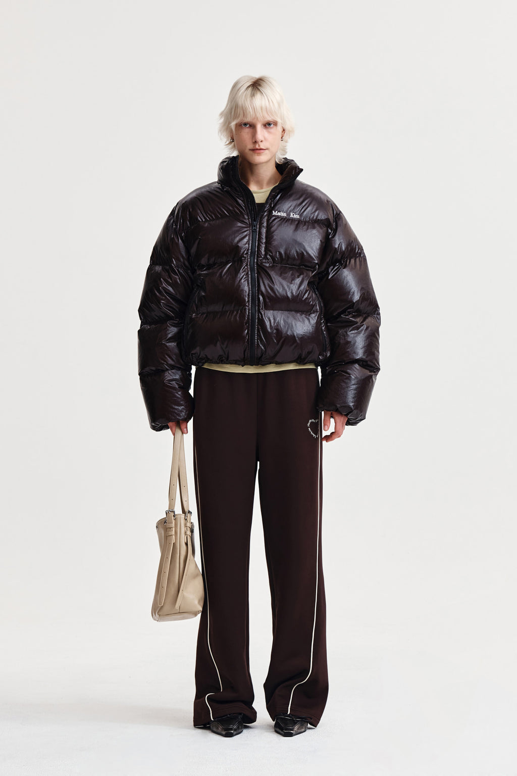 Matin Kim - Heart Logo Track Pants (Brown) product image 5 | TRAB K-Fashion Australia