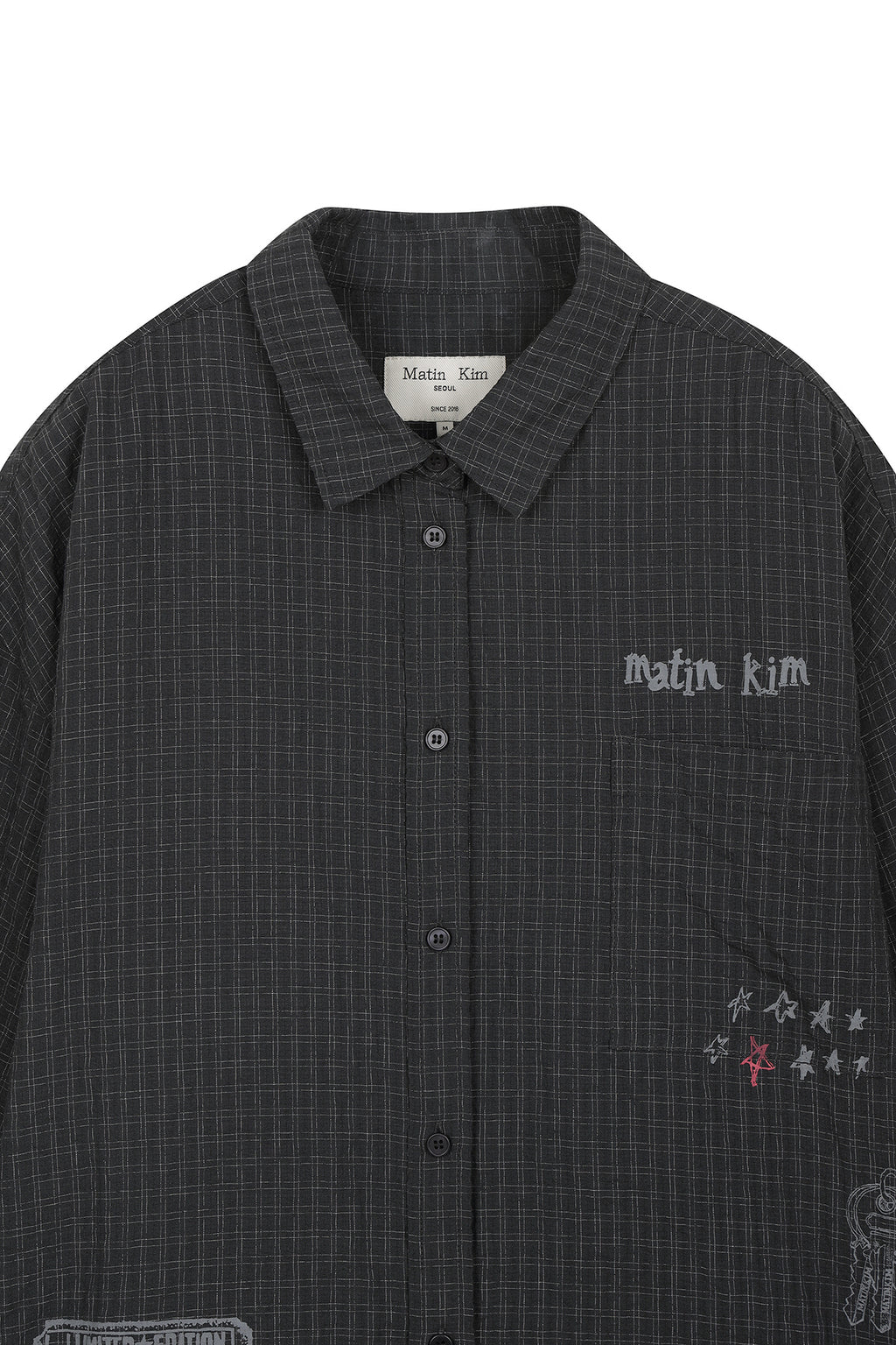 Matin Kim - Front Graphic Check Shirt (Charcoal) product image 3 | TRAB K-Fashion Australia