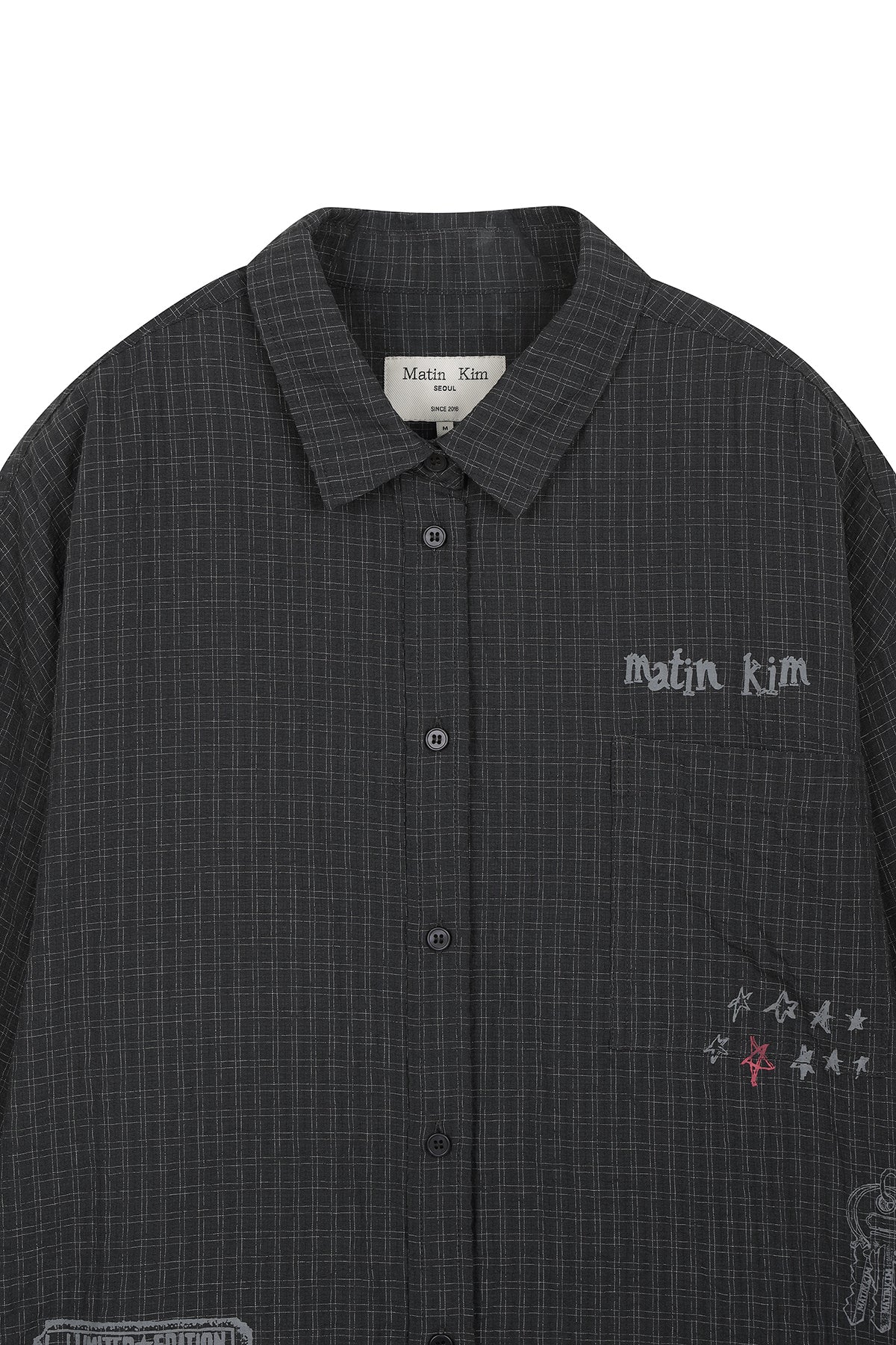 Matin Kim - Front Graphic Check Shirt (Charcoal) product image 3 | TRAB K-Fashion Australia