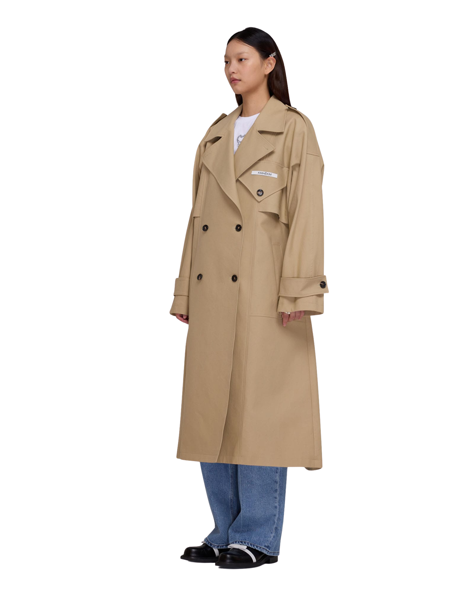 Kimhe Kim - One Pocket Oversized Trench Coat (Beige) product image 2 | TRAB K-Fashion Australia