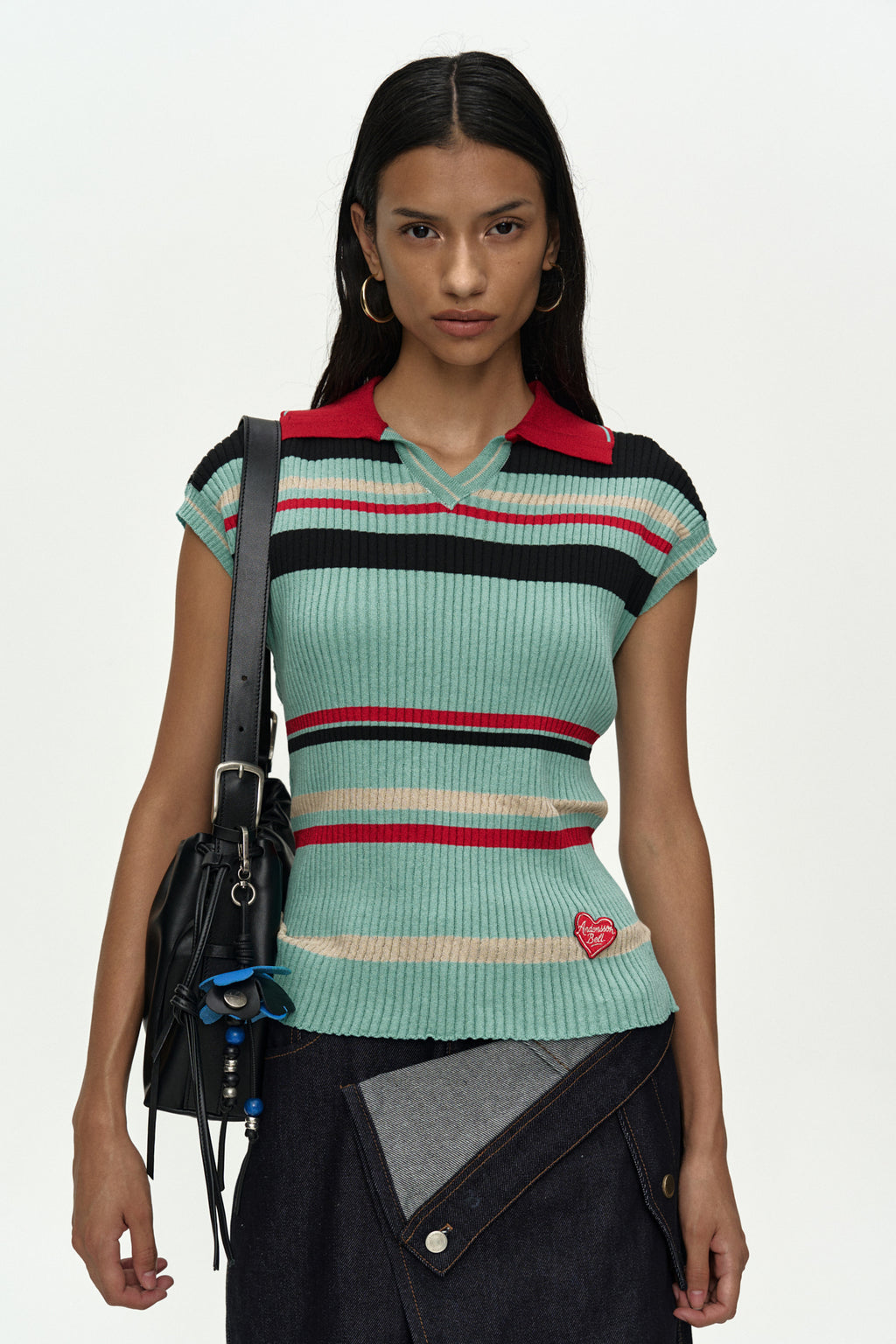 Andersson Bell - Color-Blocked Knit Polo Vest (Blue/Red) product image 4 | TRAB K-Fashion Australia