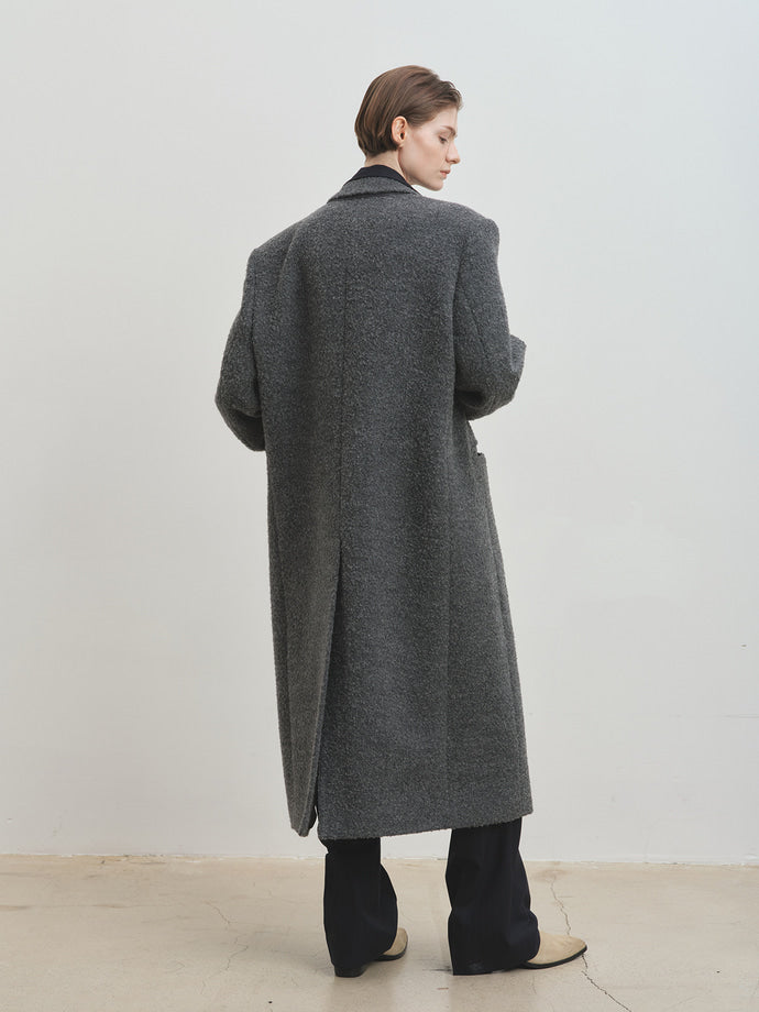 Tonywack - Textured Wool And Alpaca Double-Breasted Coat (Grey) product image 3 | TRAB K-Fashion Australia
