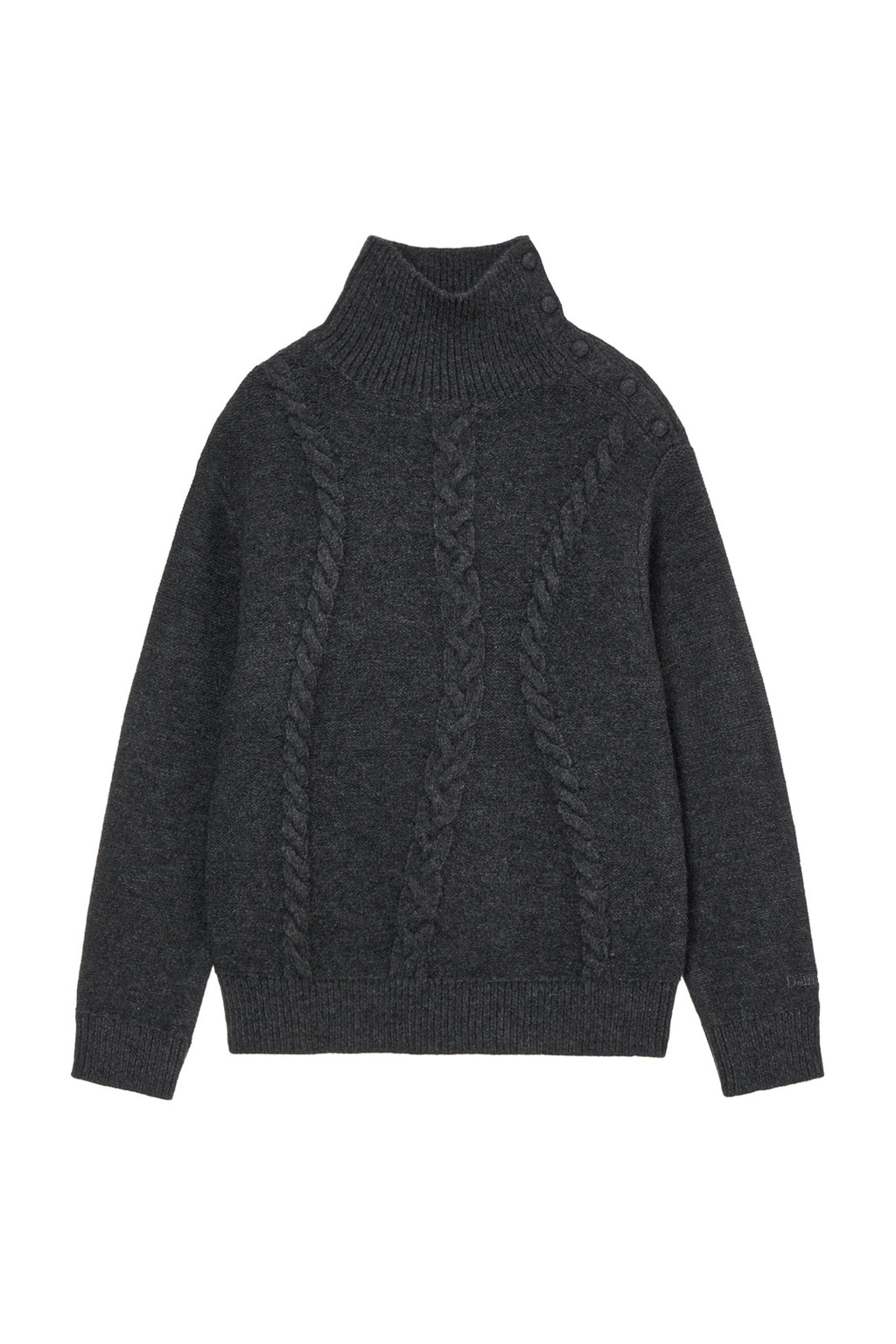 Deinet - Button High-Neck Twist Knit (Charcoal) product image 1 | TRAB K-Fashion Australia