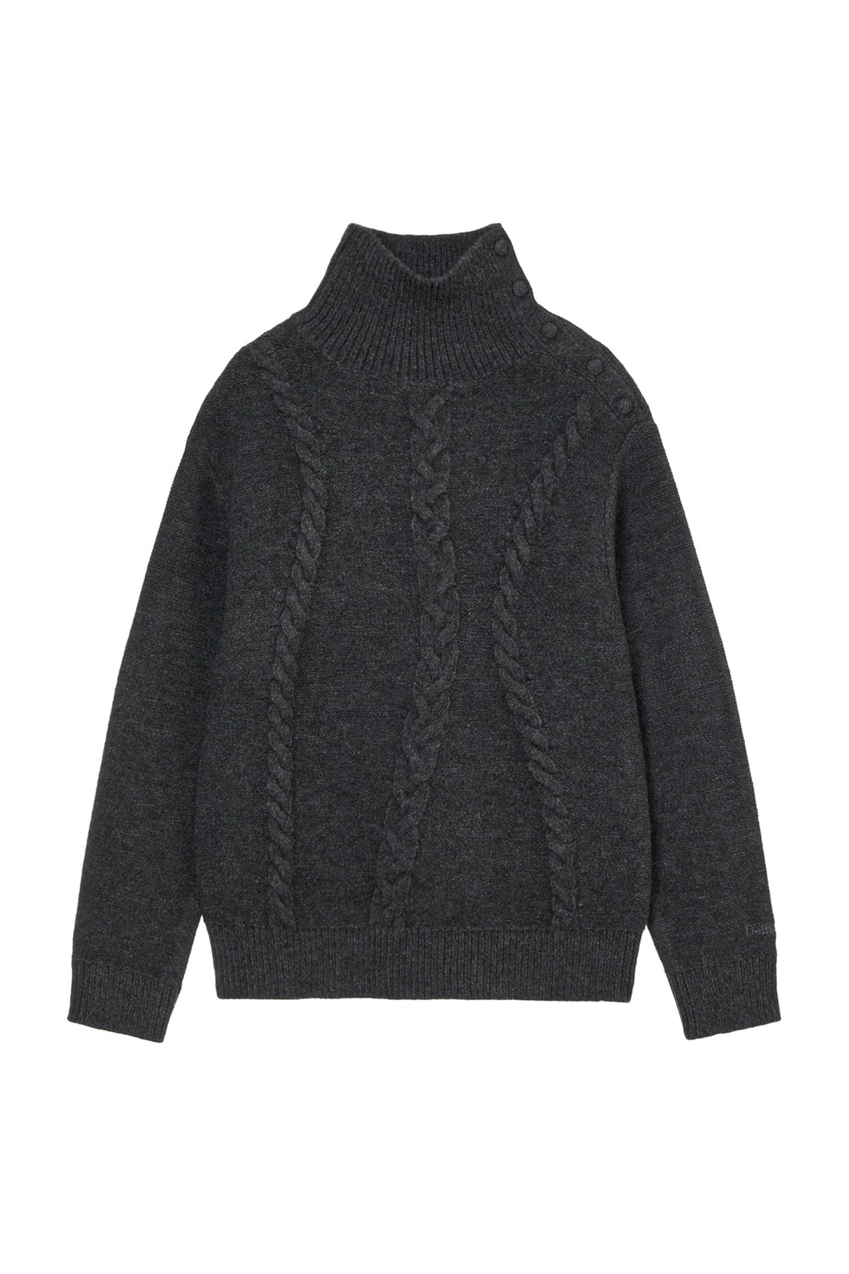 Deinet - Button High-Neck Twist Knit (Charcoal) product image 1 | TRAB K-Fashion Australia