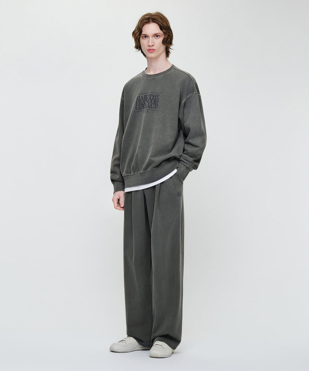 Marithe & Francois Girbaud - Crack Classic Logo Dyeing One Tuck Wide Sweat Pants (Charcoal) product image 4 | TRAB K-Fashion Australia