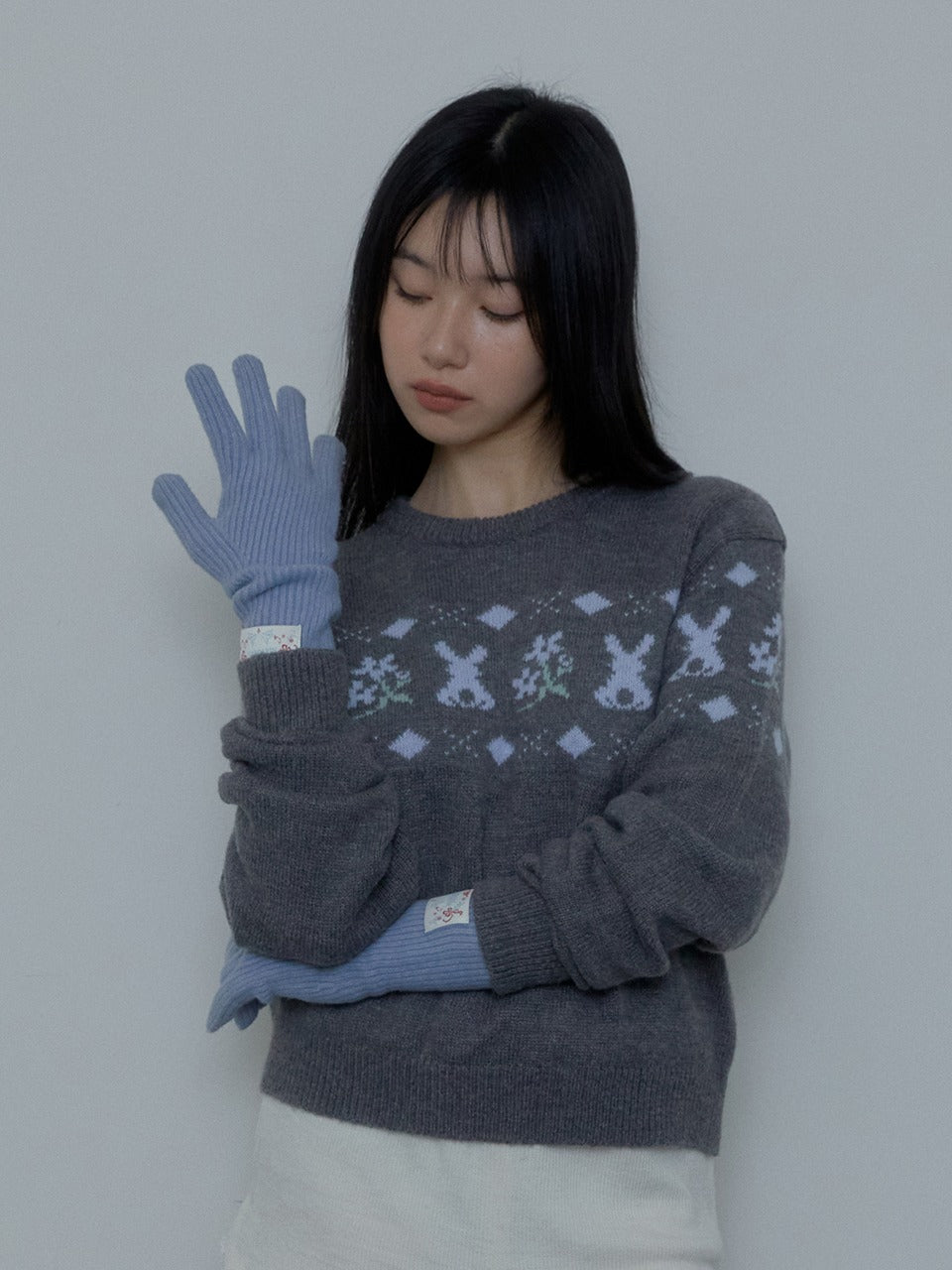 Margarin Fingers - Finger Hole Knit Gloves (Light Blue) product image 1 | TRAB K-Fashion Australia