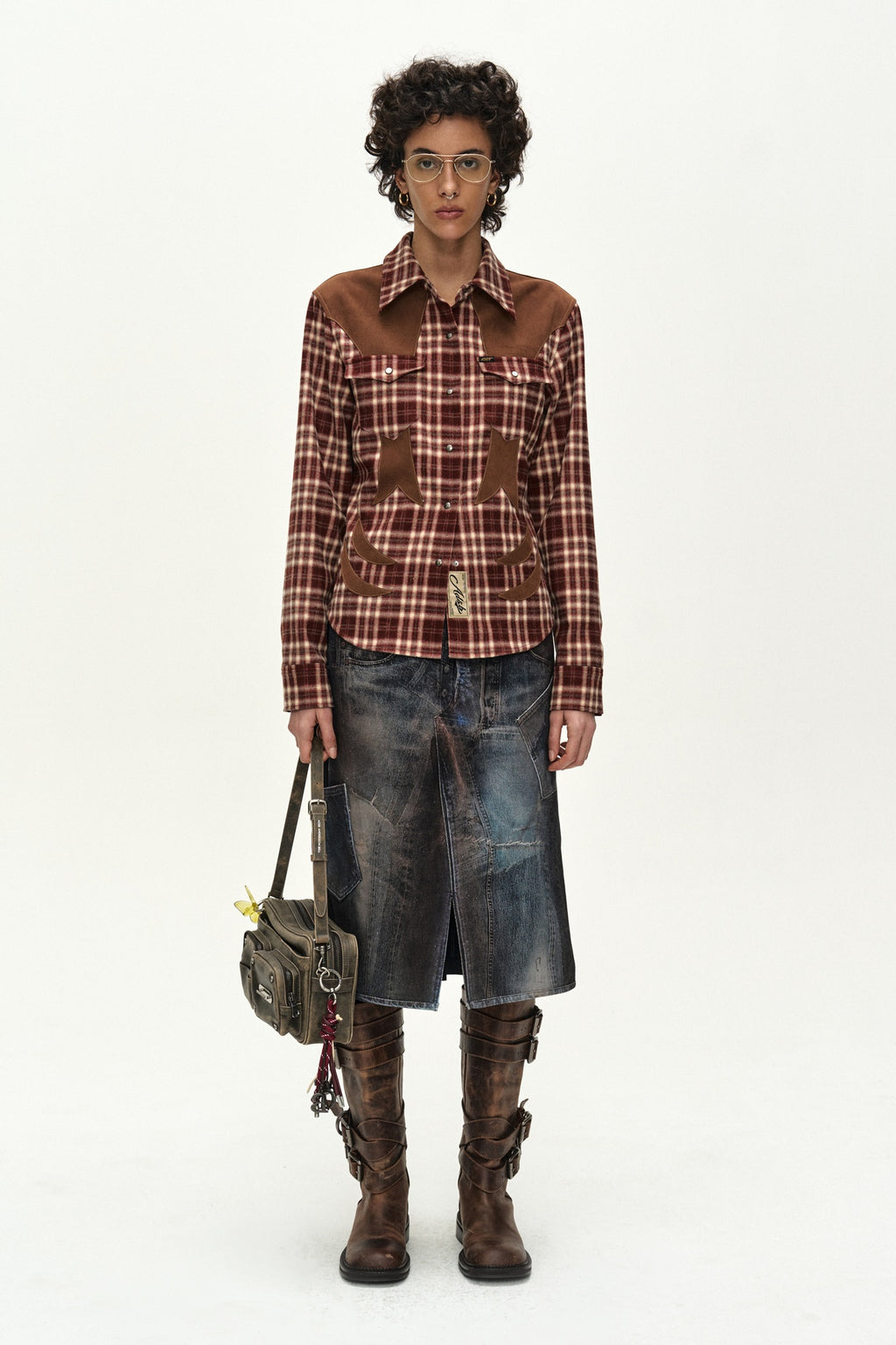 Andersson Bell - Checkered Western Patched Shirt (red) (Red) product image 9 | TRAB K-Fashion Australia