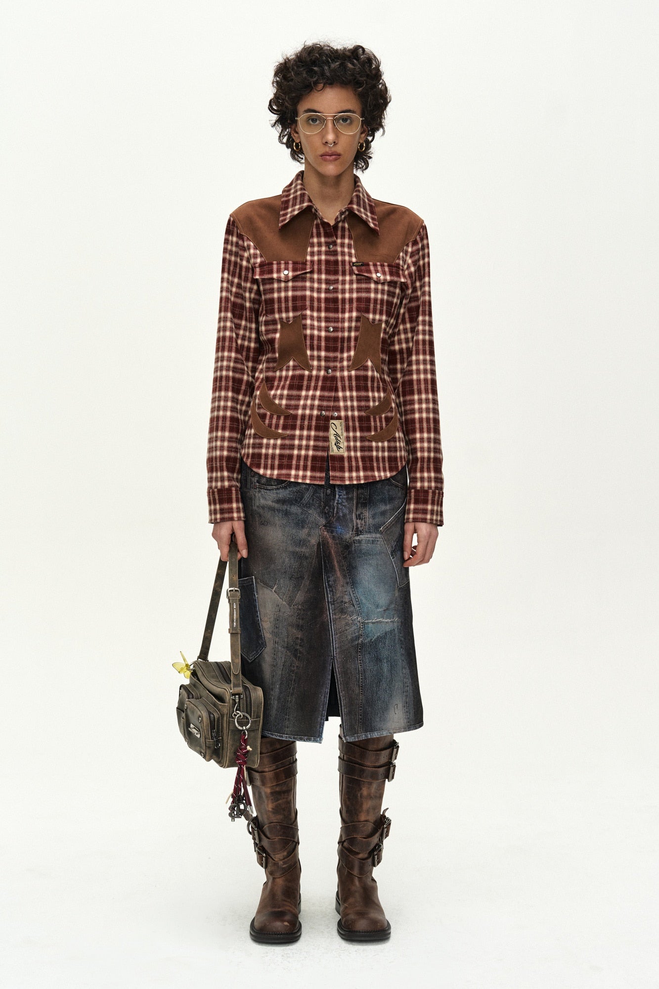 Andersson Bell - Checkered Western Patched Shirt (red) (Red) product image 9 | TRAB K-Fashion Australia