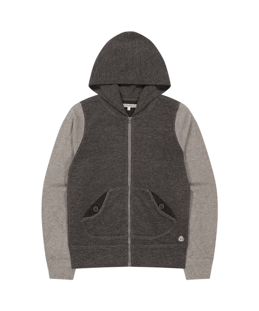 Coyseio - Button Pocket Zip-Up Hoodie Cocoa product image 1 | TRAB K-Fashion Australia