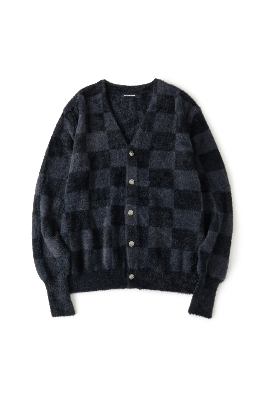 Hatchingroom - Hairy Cardigan Checkerboard (Black/Charcoal) product image 1 | TRAB K-Fashion Australia