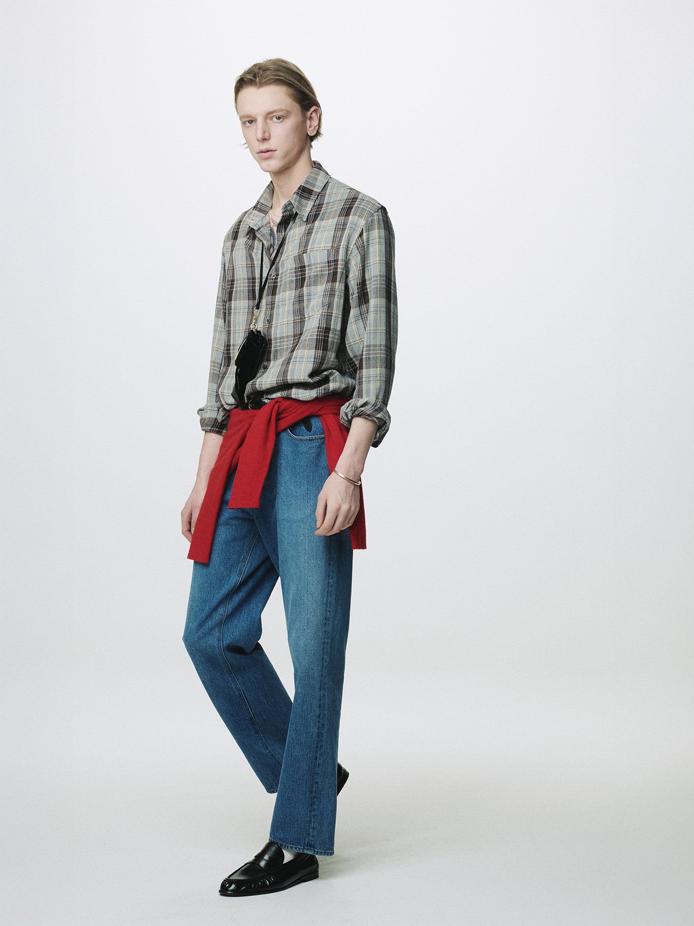 Tonywack - Washed Cotton Blend Check Shirt (Grey/Brown) product image 4 | TRAB K-Fashion Australia