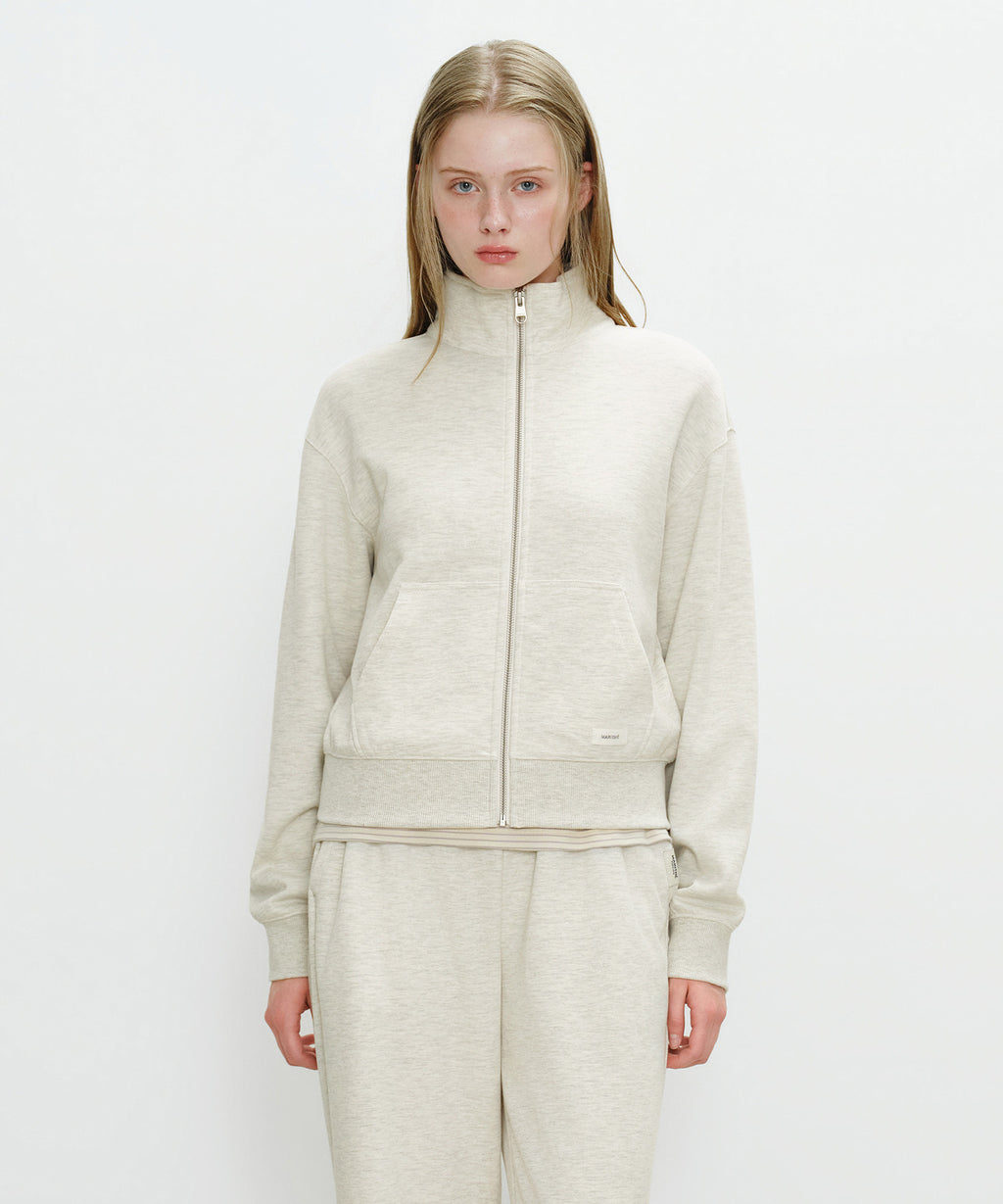 Marithe & Francois Girbaud - Basic High Neck Zipup (Oatmeal) product image 1 | TRAB K-Fashion Australia