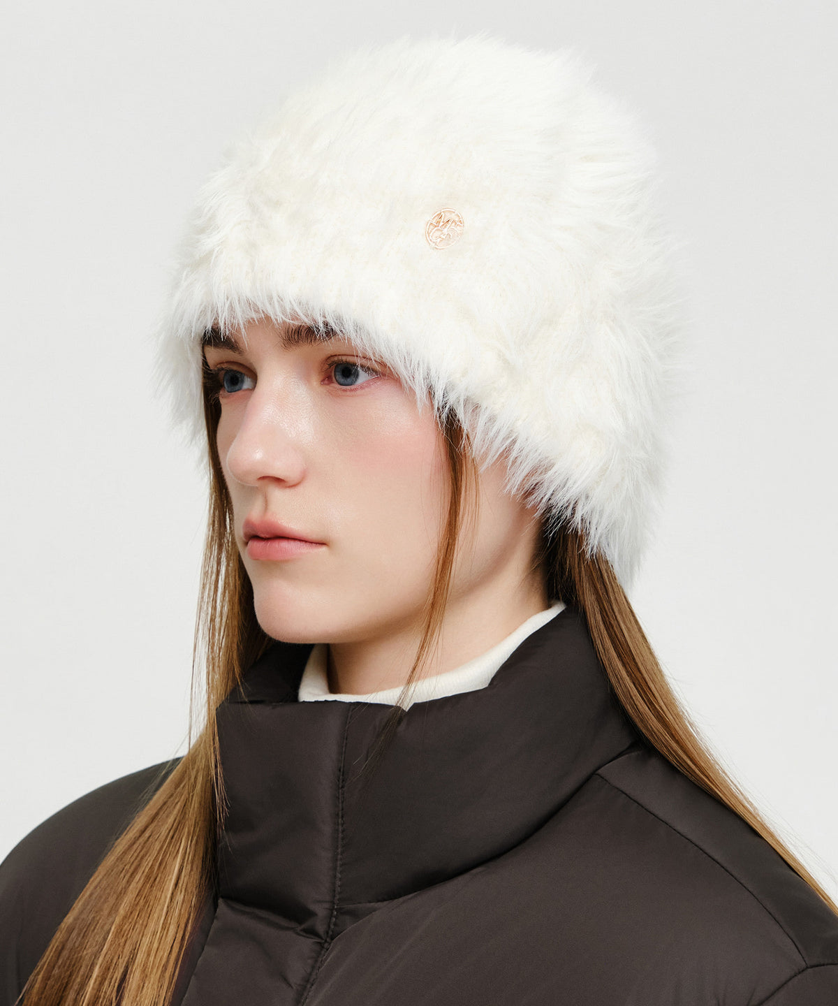Marithe & Francois Girbaud - Circle Logo Hairy Beanie (Ivory) product image 4 | TRAB K-Fashion Australia