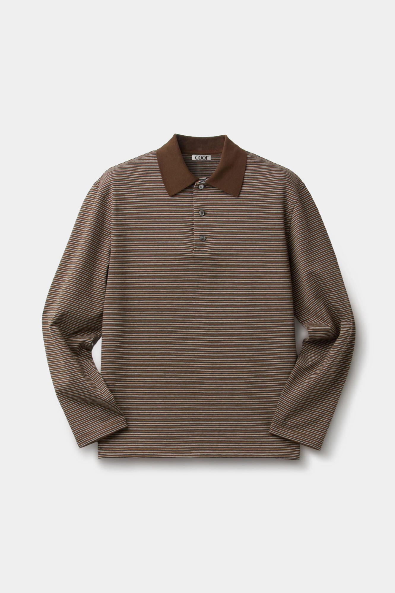 Coor - Multi Pin Pique Polo Long Sleeve (Brown) product image 1 | TRAB K-Fashion Australia