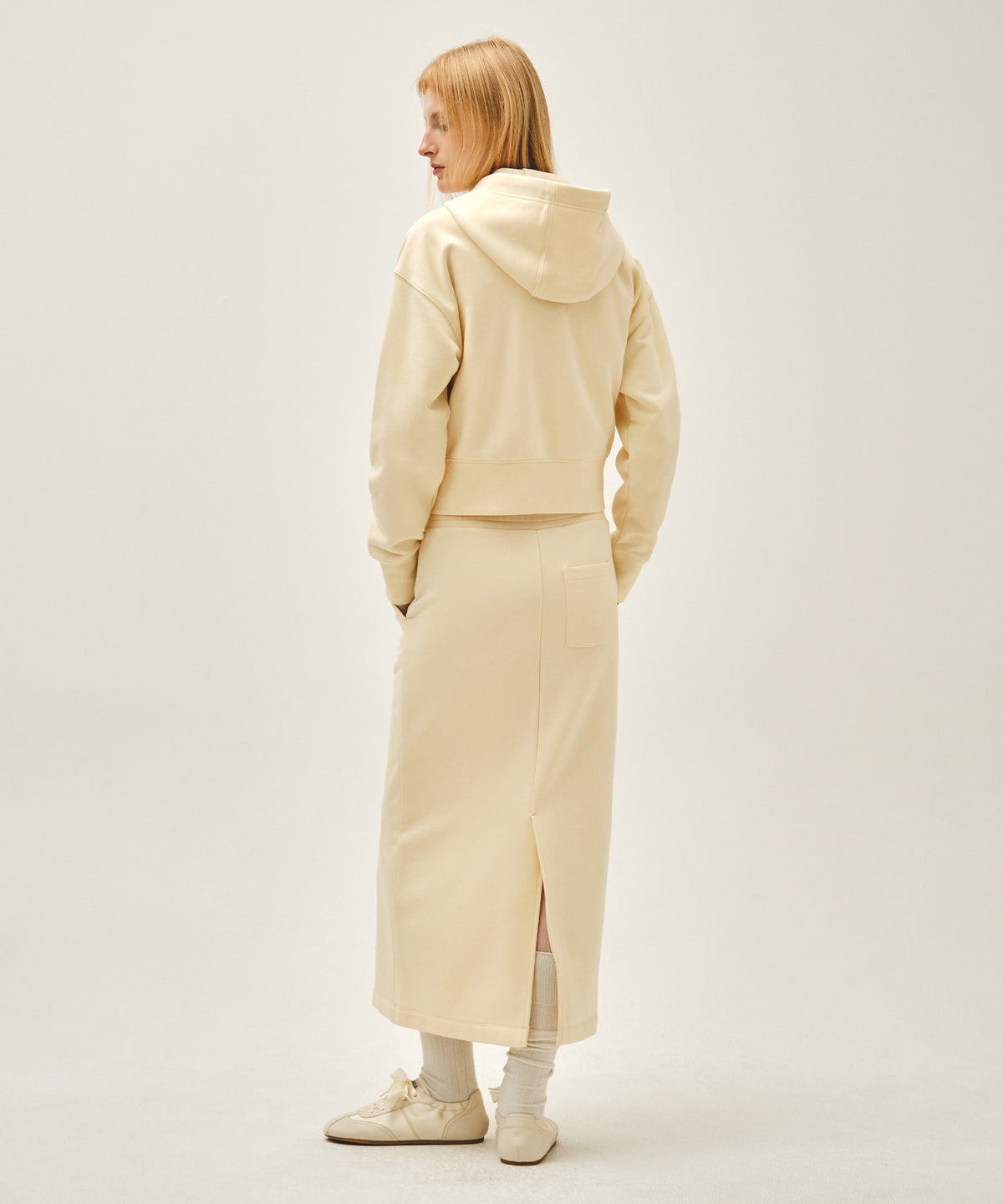 Marithe & Francois Girbaud - Classic Logo Sweat Long Skirt (Butter) product image 5 | TRAB K-Fashion Australia